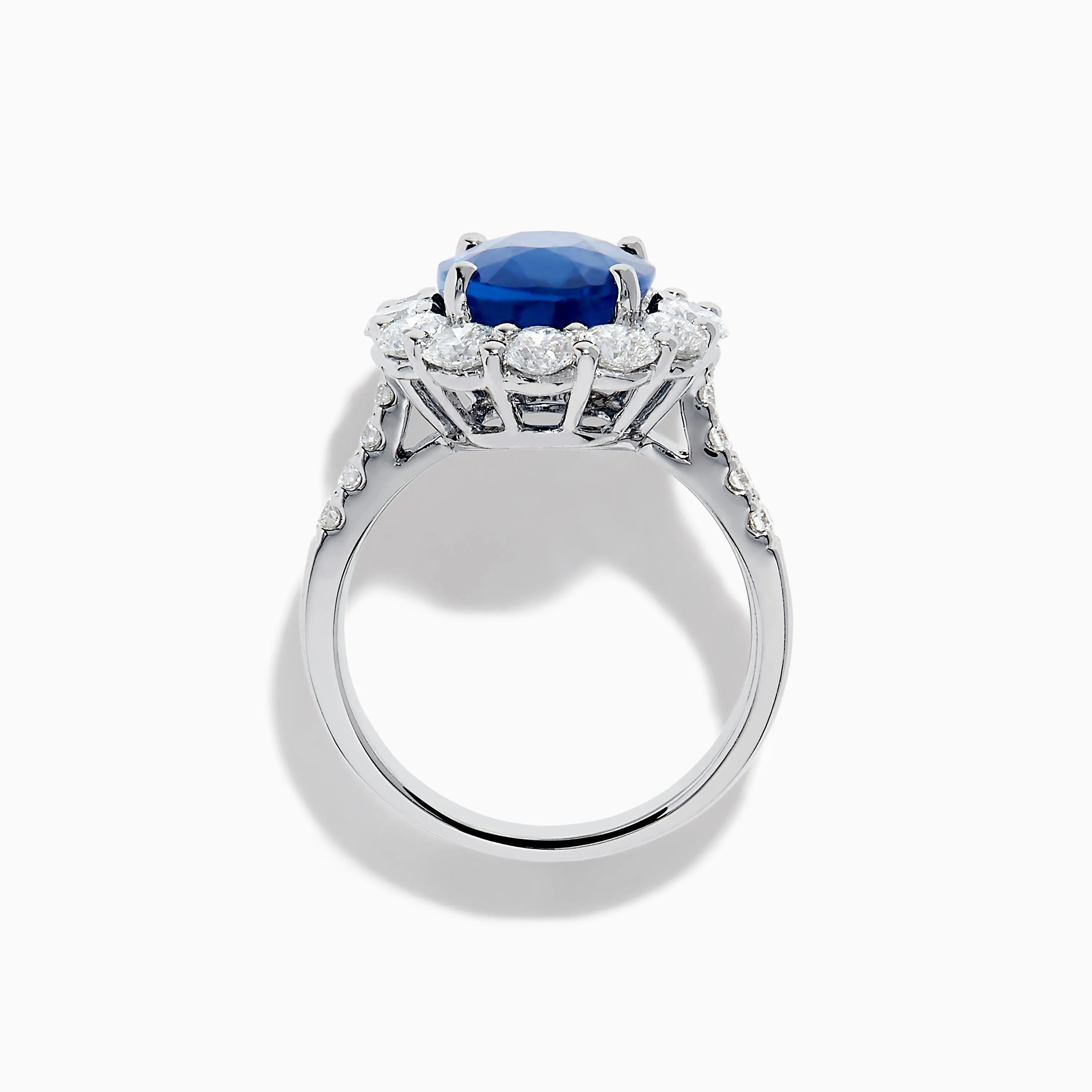 18K White Gold Blue Sapphire and Diamond Halo Ring sold by Effy product image thumbnail 3