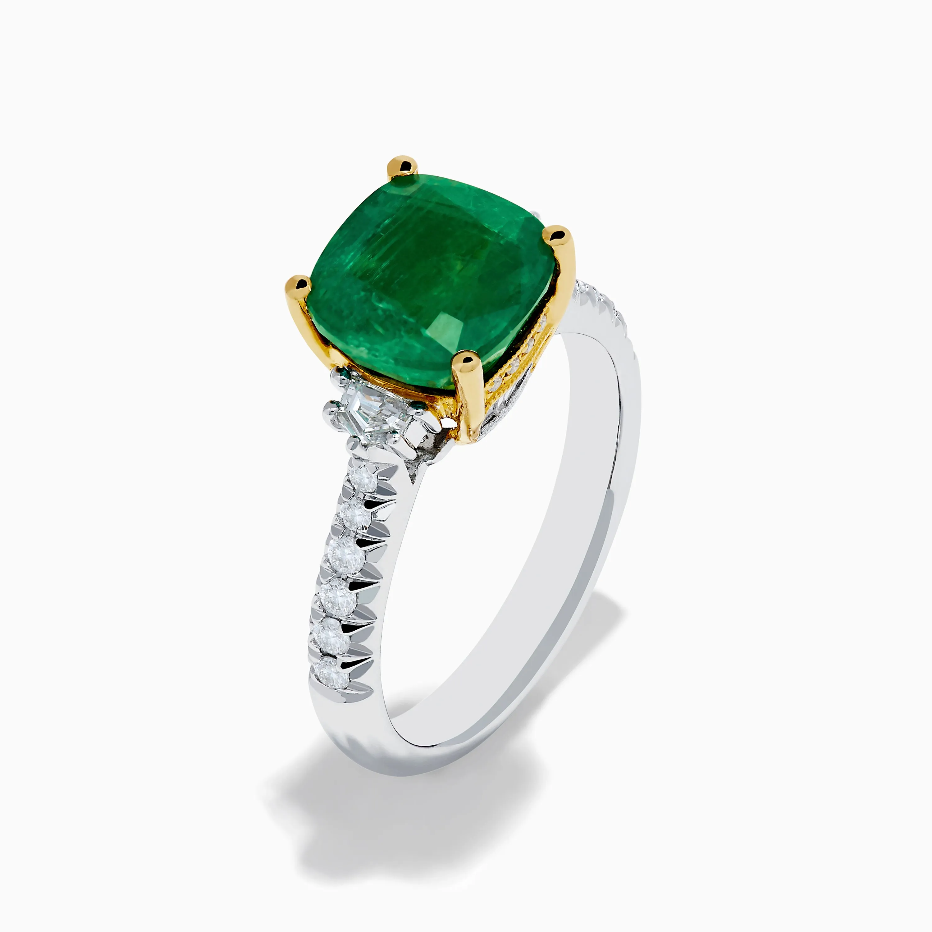 18K Two Tone Gold Emerald and Diamond Ring sold by Effy product image thumbnail 4