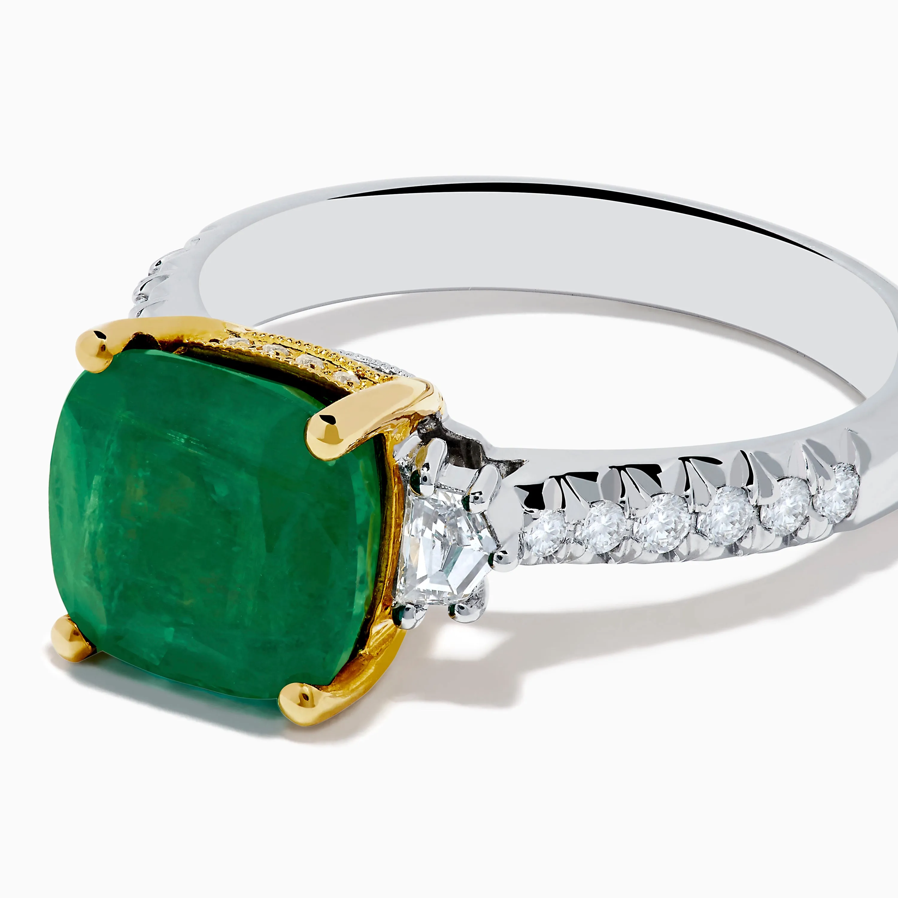 18K Two Tone Gold Emerald and Diamond Ring sold by Effy product image thumbnail 2