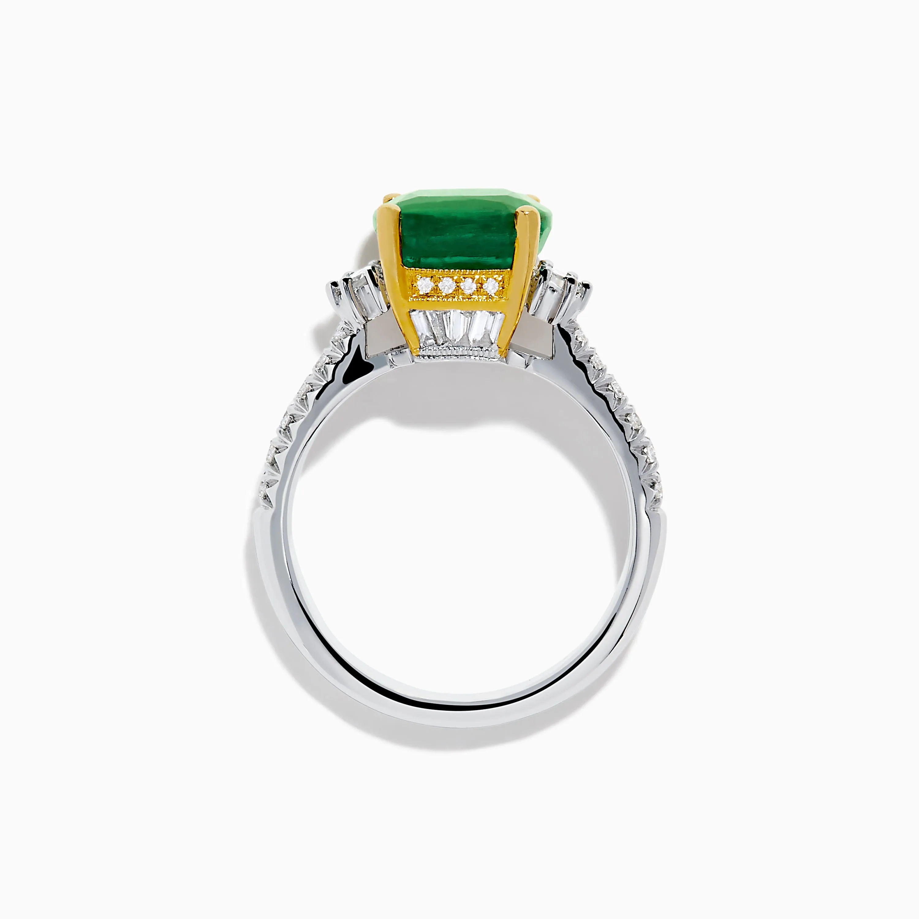 18K Two Tone Gold Emerald and Diamond Ring sold by Effy product image thumbnail 3