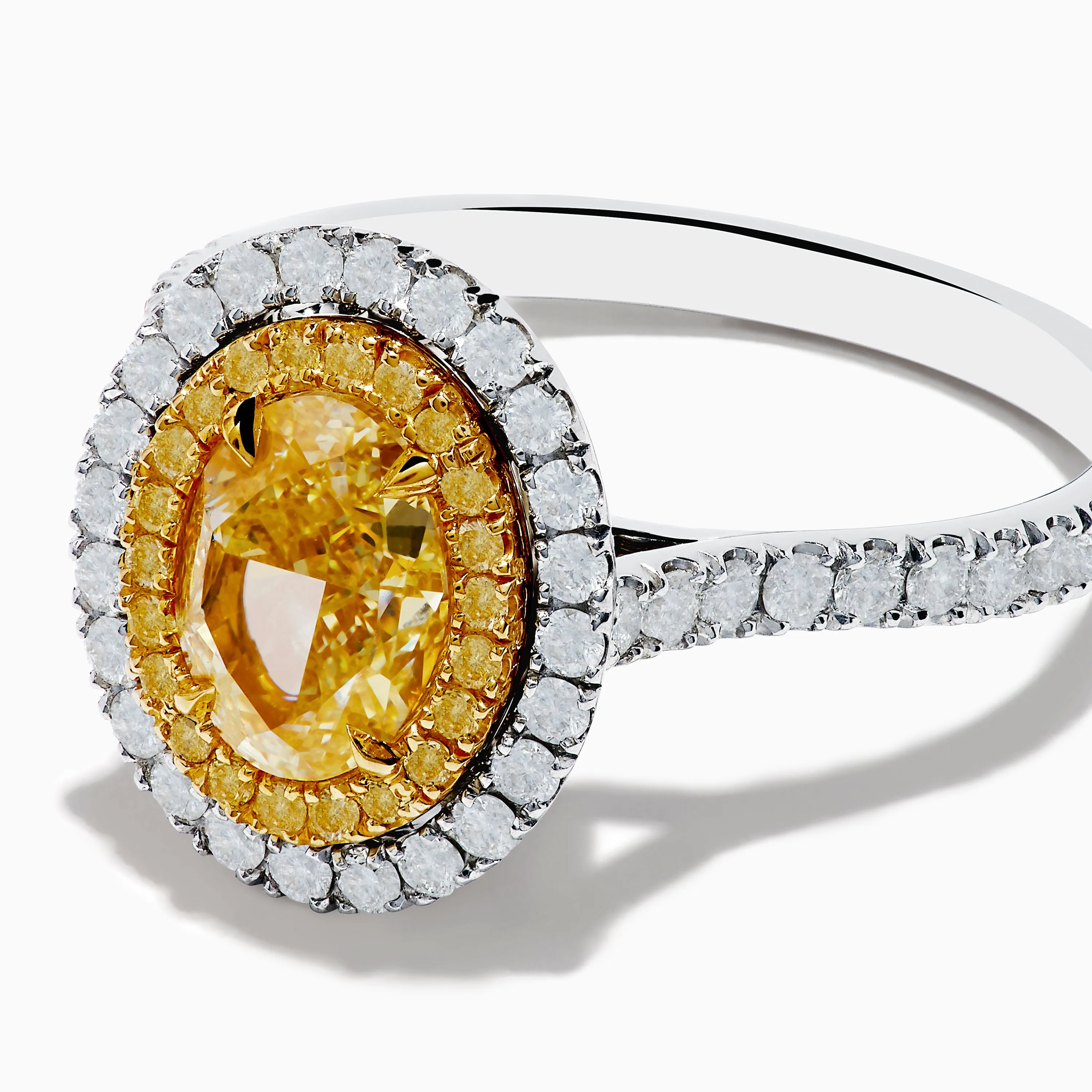 18K Two Tone Gold White and GIA Certified Yellow Diamond Double Halo Ring sold by Effy product image thumbnail 2