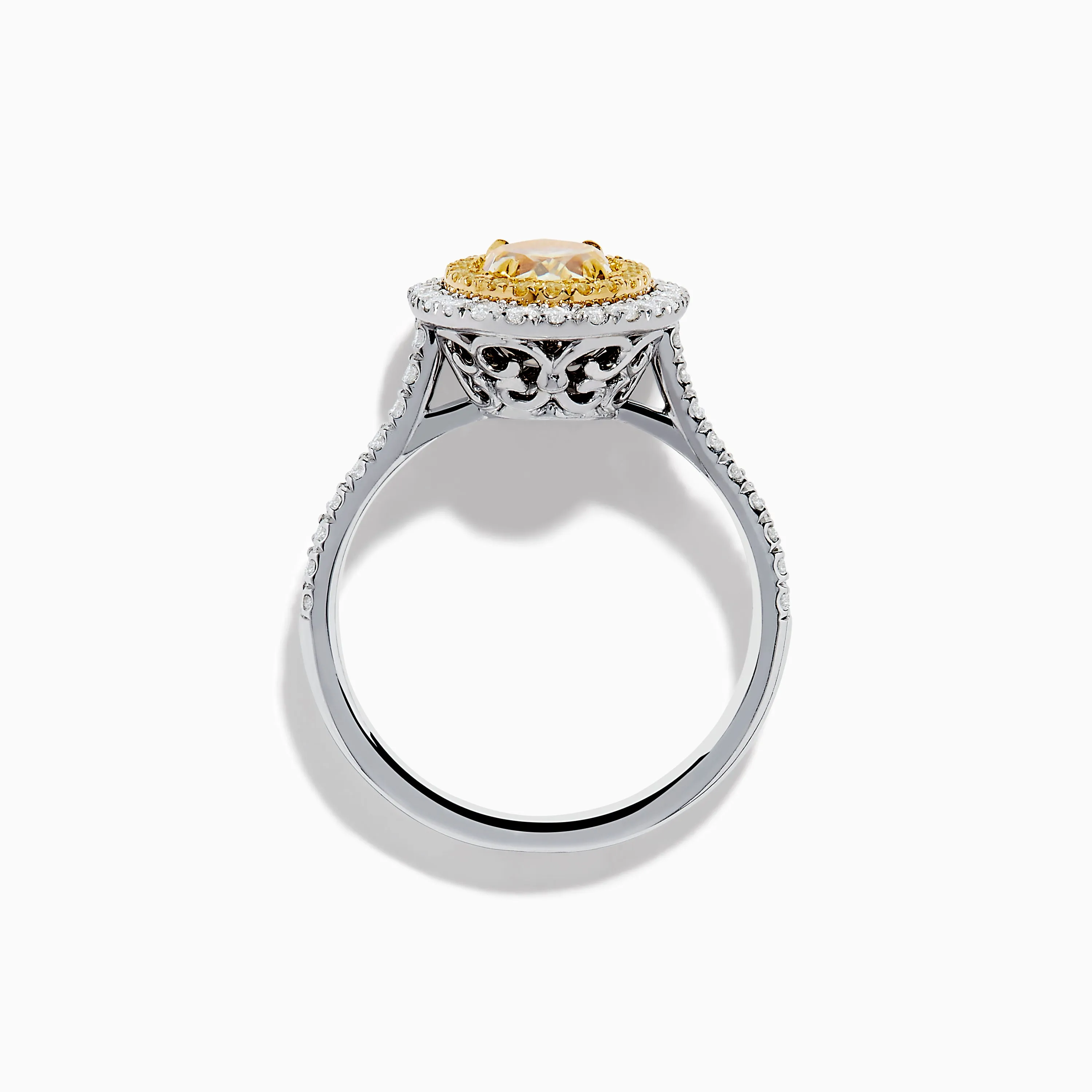18K Two Tone Gold White and GIA Certified Yellow Diamond Double Halo Ring sold by Effy product image thumbnail 3