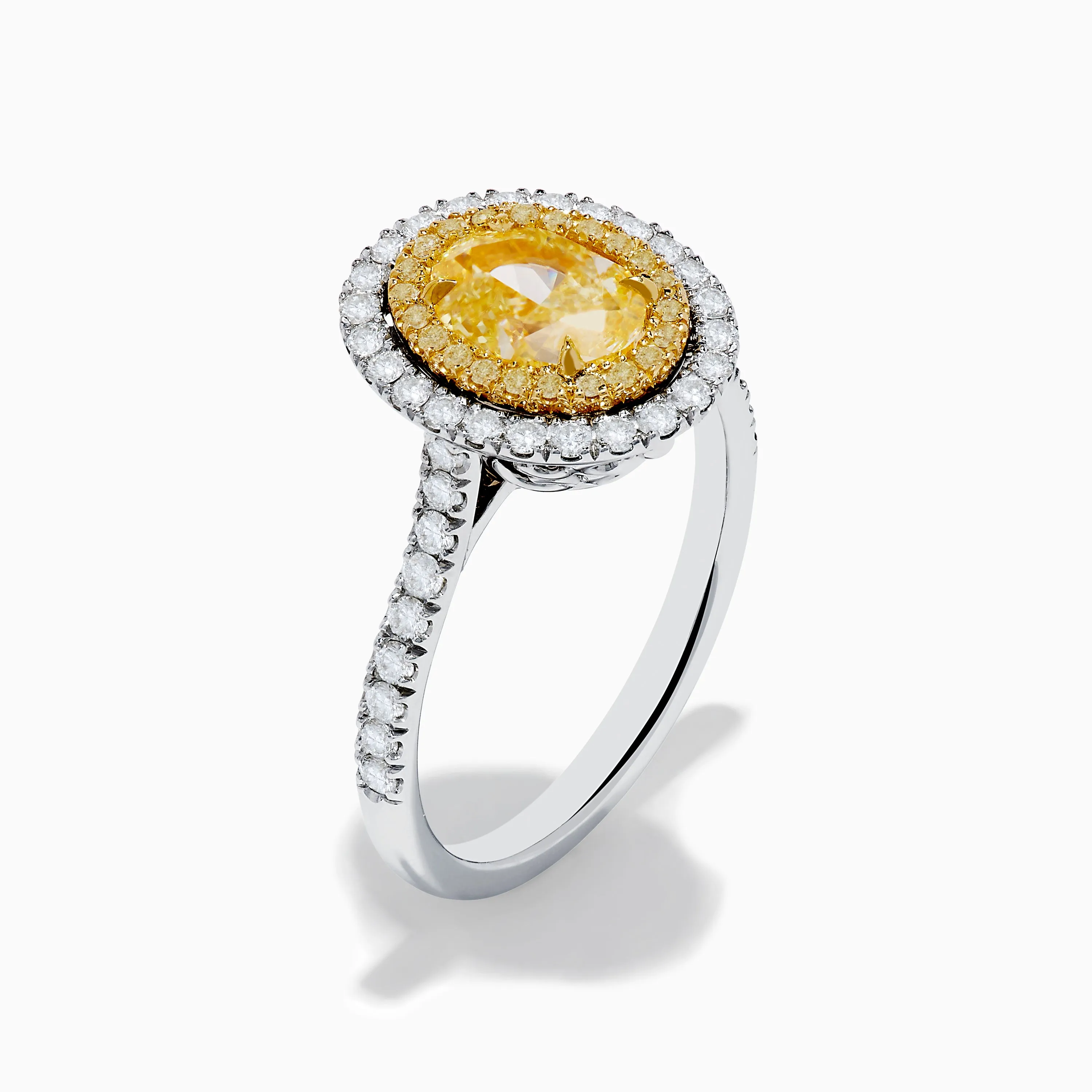 18K Two Tone Gold White and GIA Certified Yellow Diamond Double Halo Ring sold by Effy product image thumbnail 4