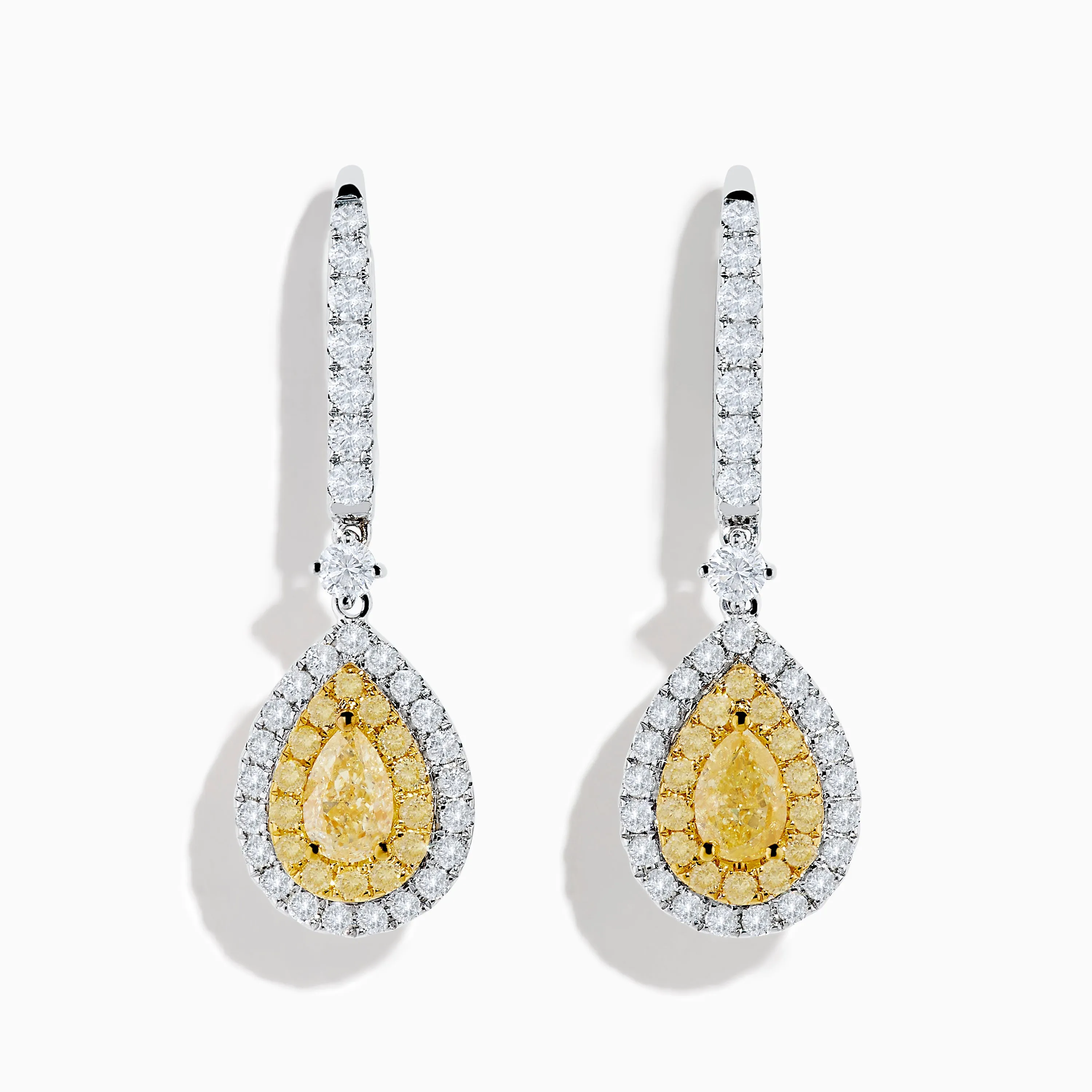 Canare 18K Two Tone Gold White and Yellow Diamond Drop Earrings sold by Effy