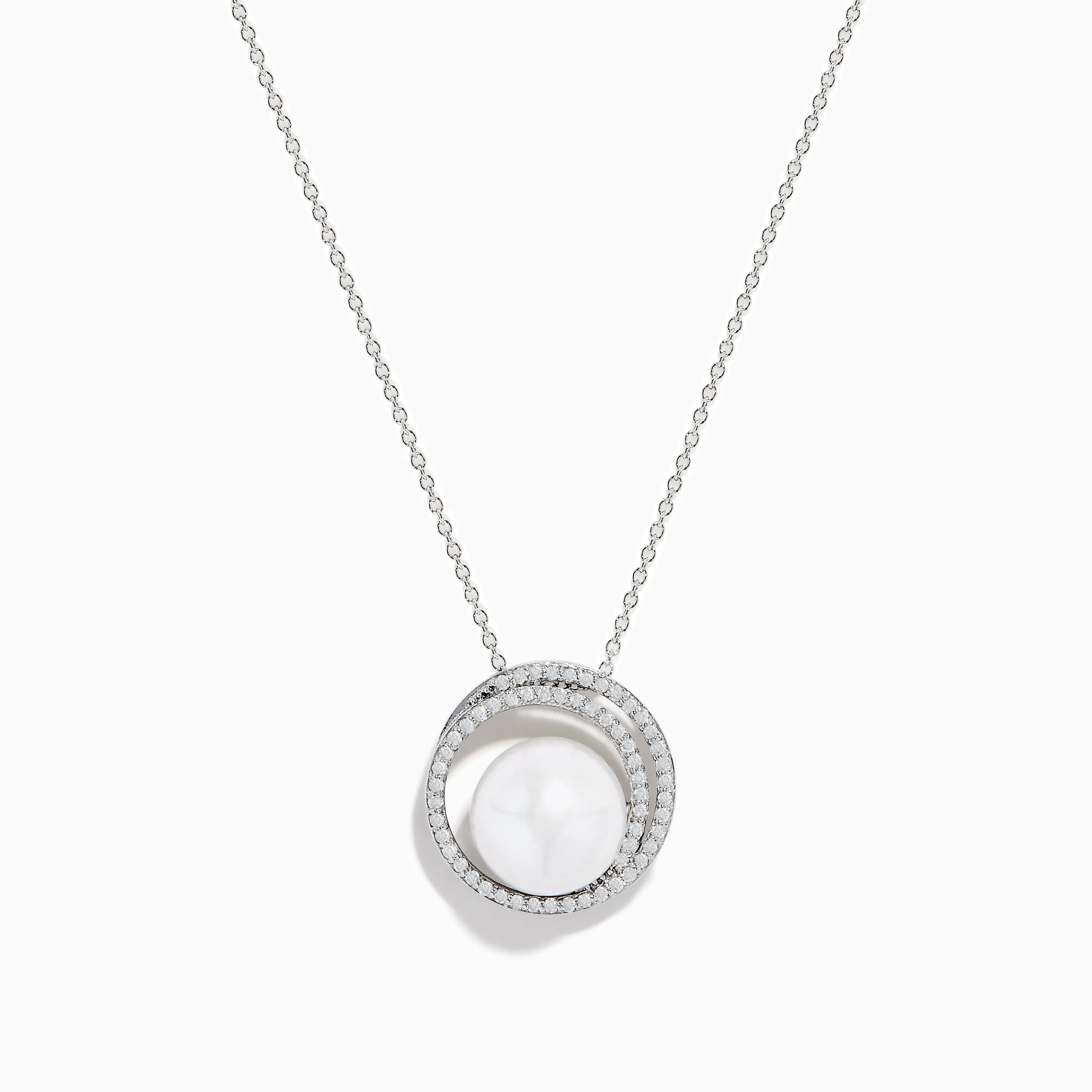 14K White Gold Fresh Water Pearl and Diamond Pendant sold by Effy