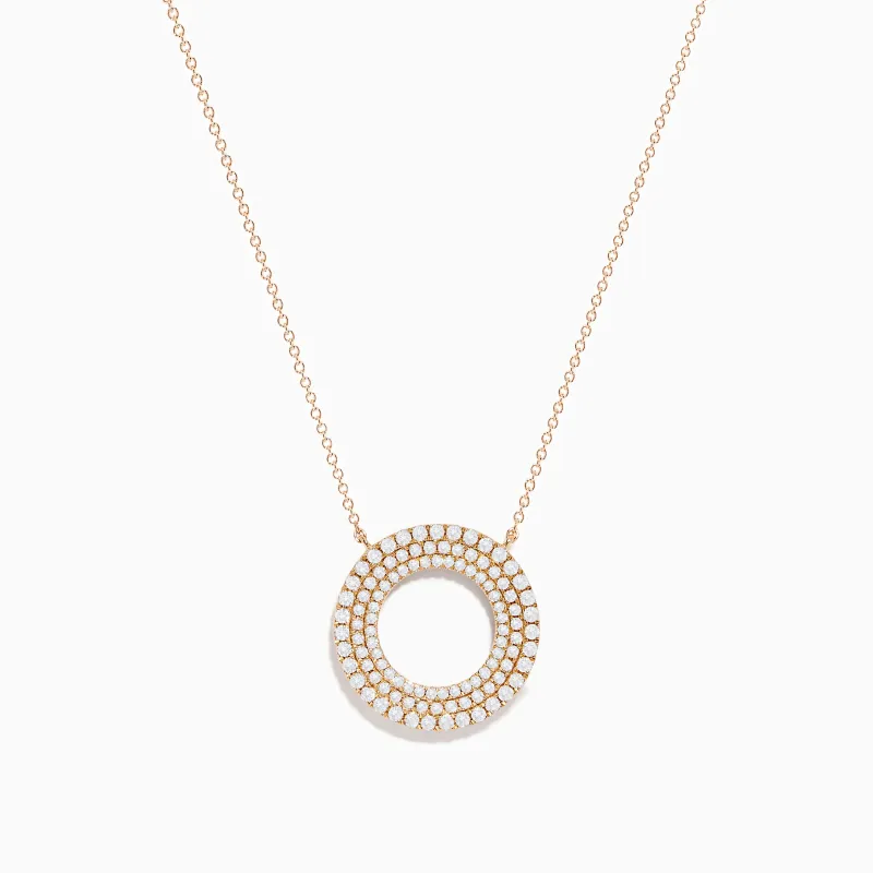 Pave Rose 14K Rose Gold Diamond Circle Necklace sold by Effy