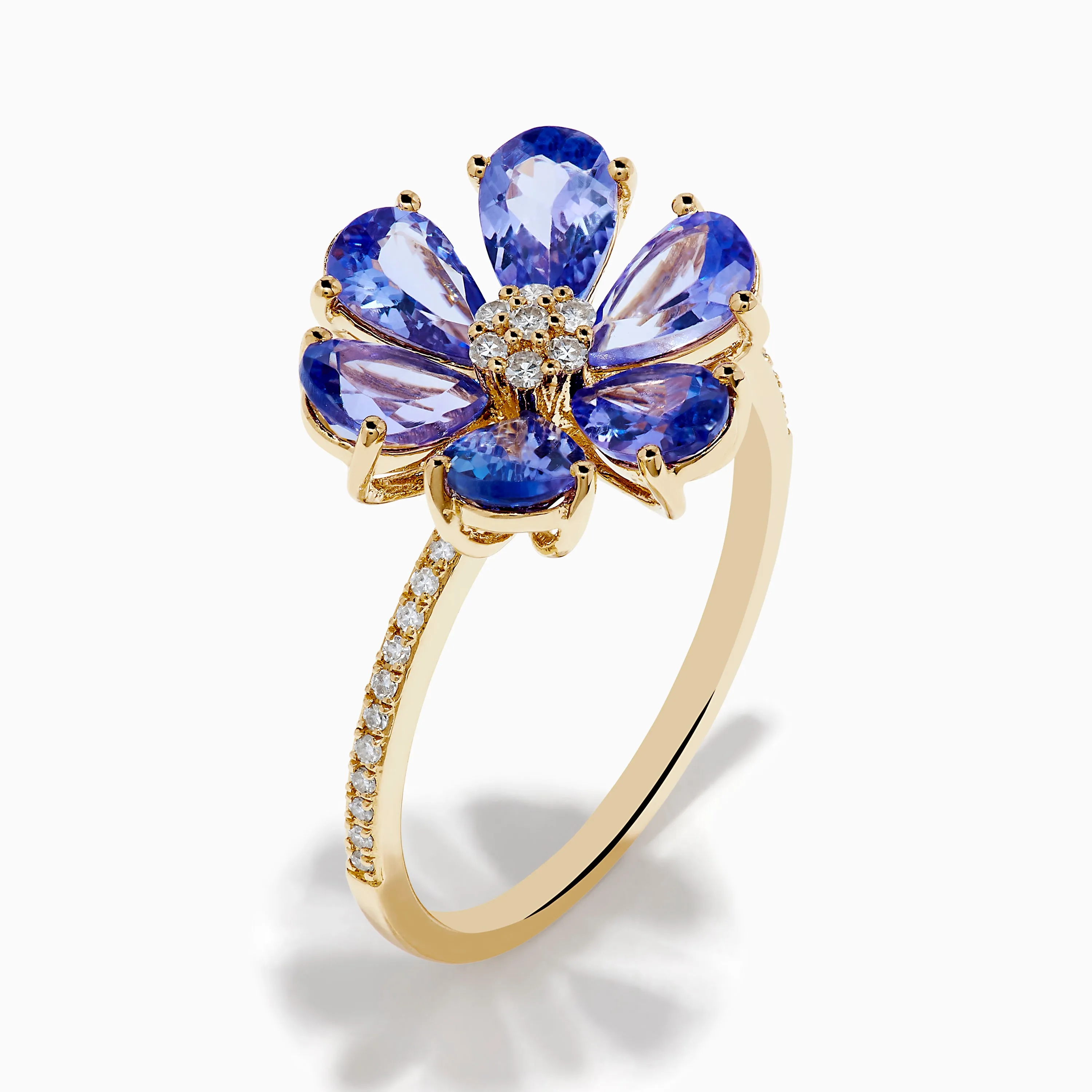 Nahla 14K Yellow Gold Tanzanite and Diamond Flower Ring sold by Effy product image thumbnail 4