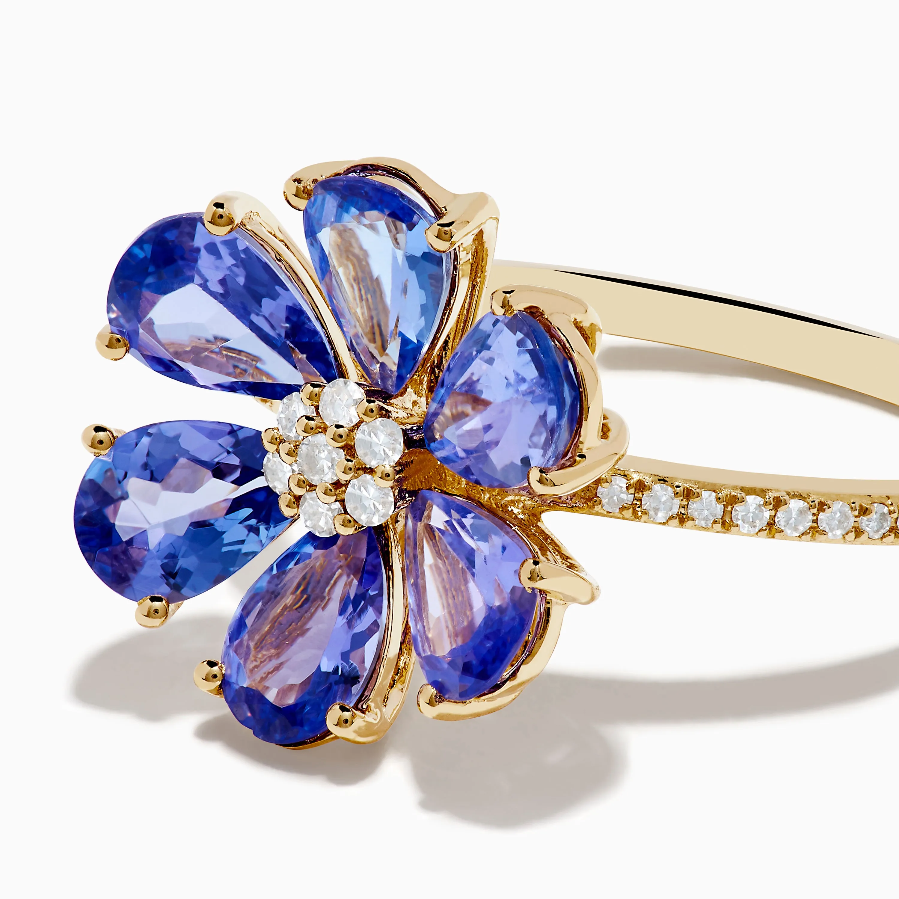 Nahla 14K Yellow Gold Tanzanite and Diamond Flower Ring sold by Effy product image thumbnail 2