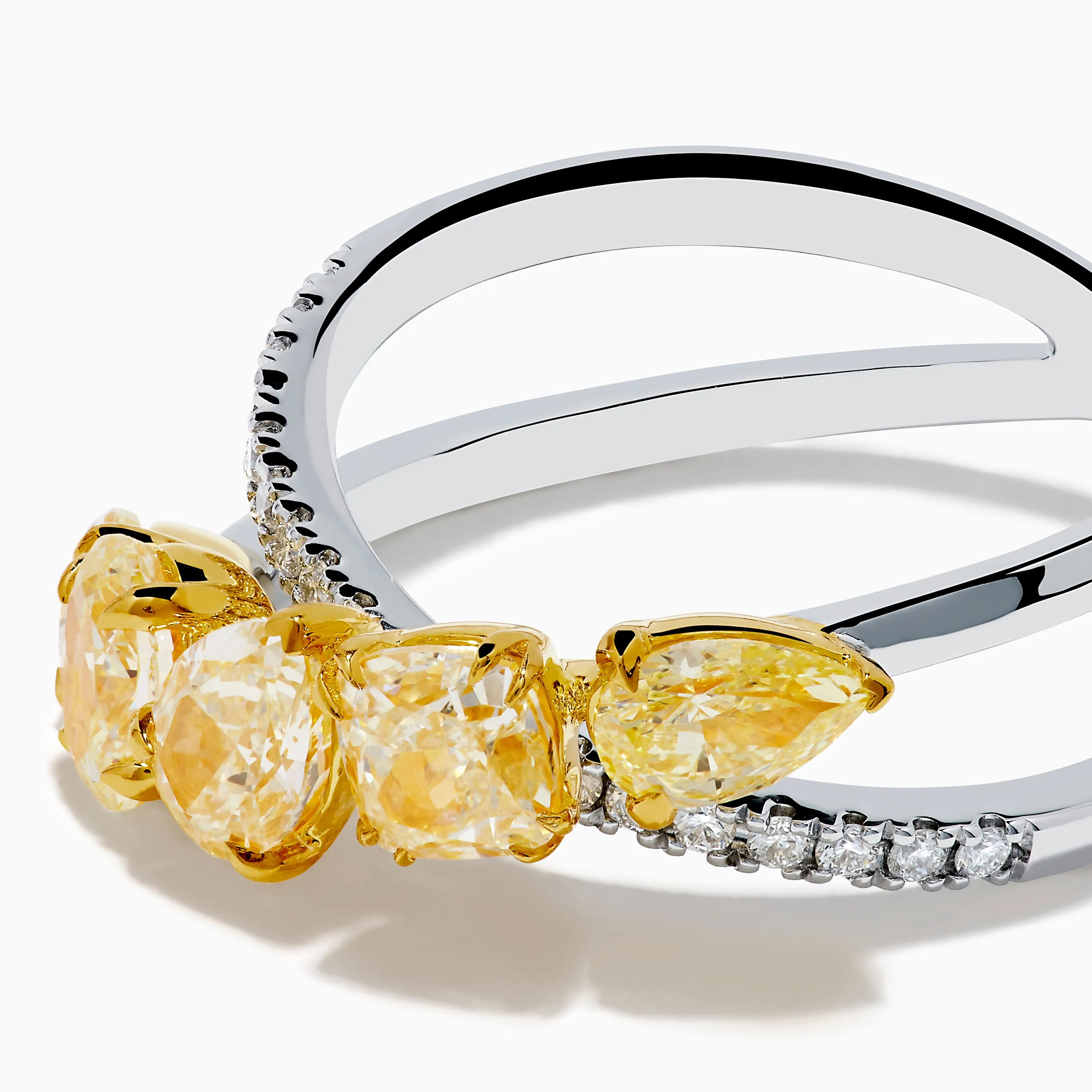 18K Two Tone White & Yellow Diamond Criss Cross Ring sold by Effy product image thumbnail 2