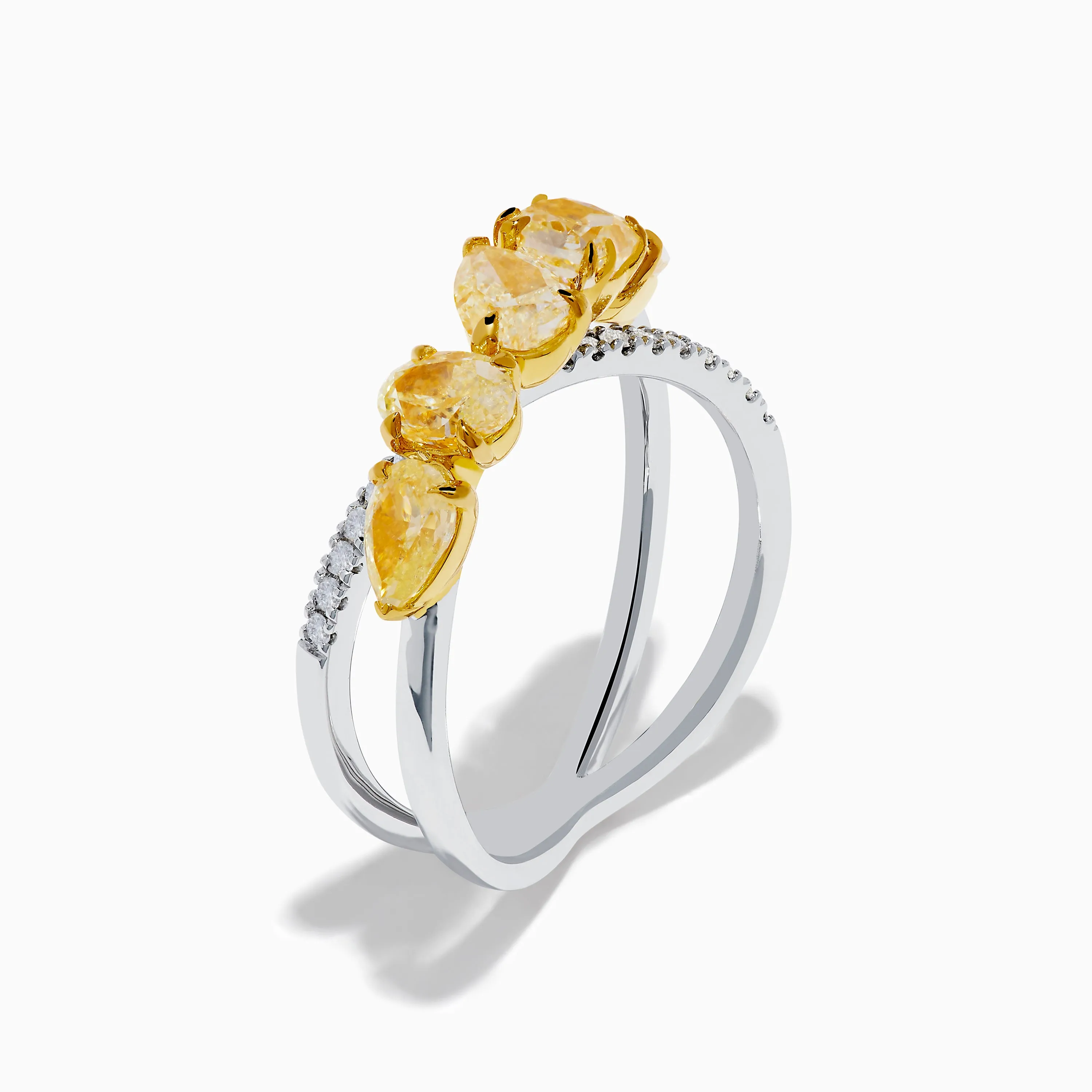 18K Two Tone White & Yellow Diamond Criss Cross Ring sold by Effy product image thumbnail 4