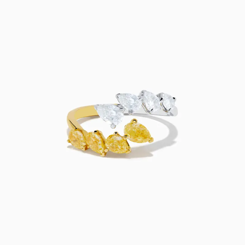 Canare 18K Two Tone Gold White & Yellow Diamond Bypass Ring sold by Effy