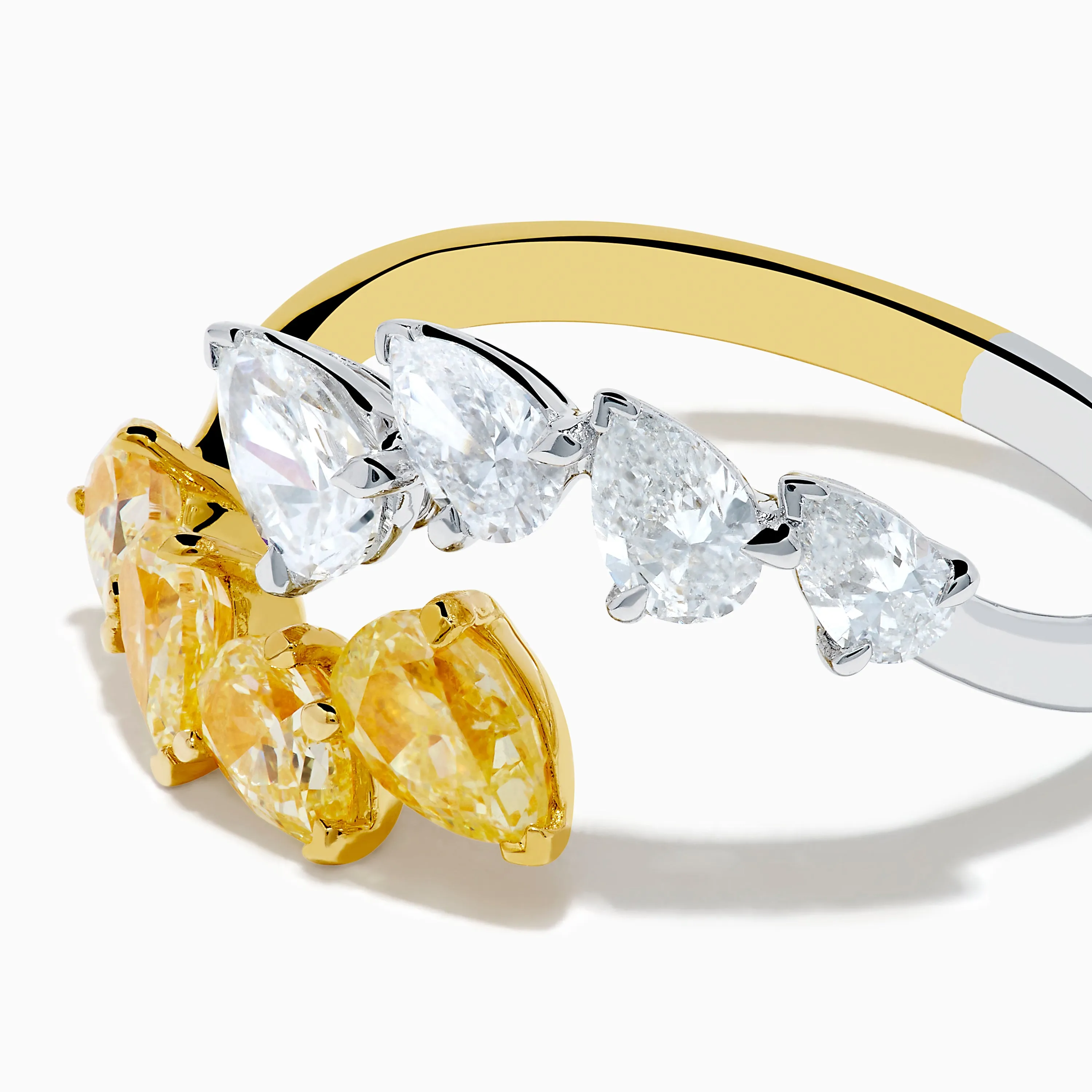 Canare 18K Two Tone Gold White & Yellow Diamond Bypass Ring sold by Effy product image thumbnail 2