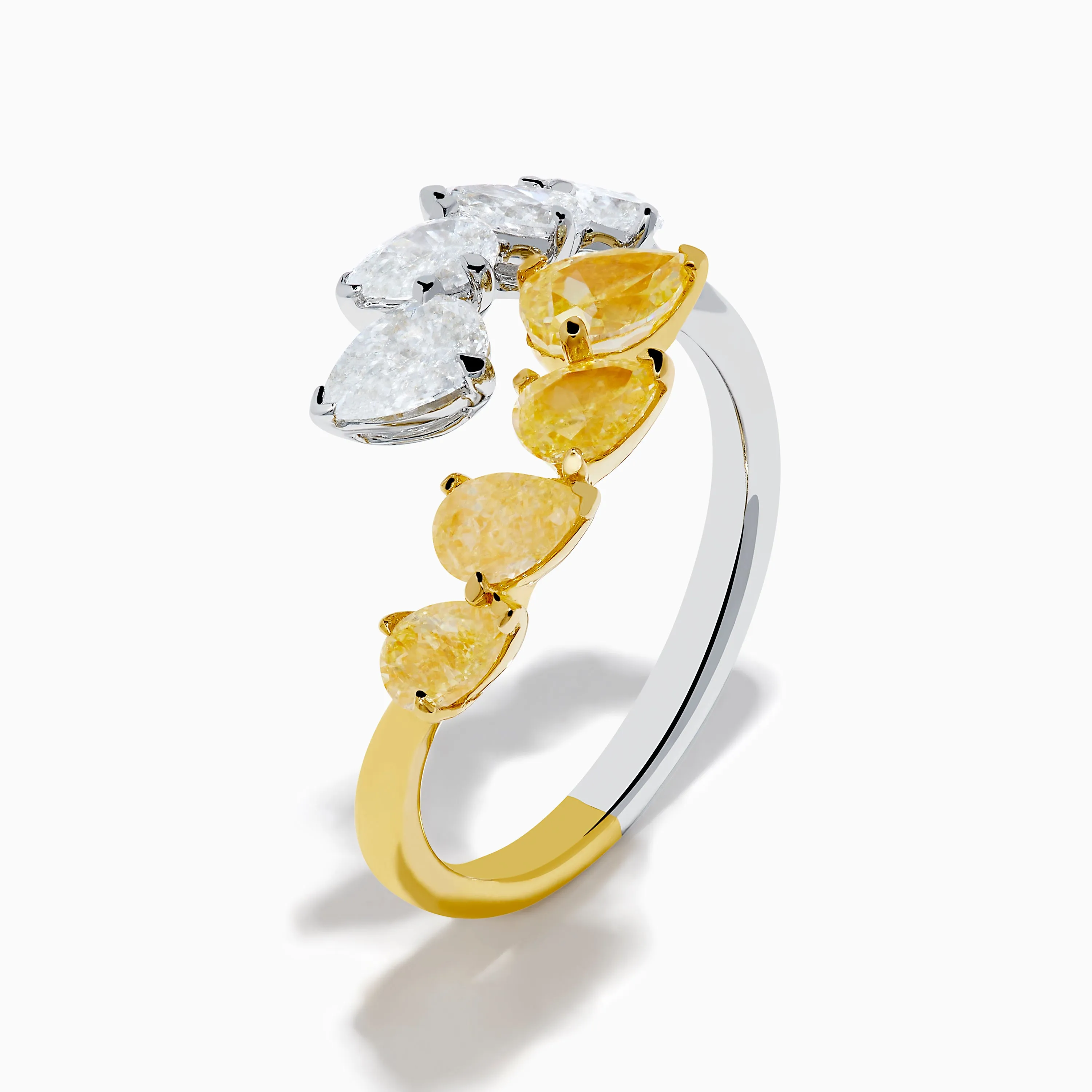 Canare 18K Two Tone Gold White & Yellow Diamond Bypass Ring sold by Effy product image thumbnail 4