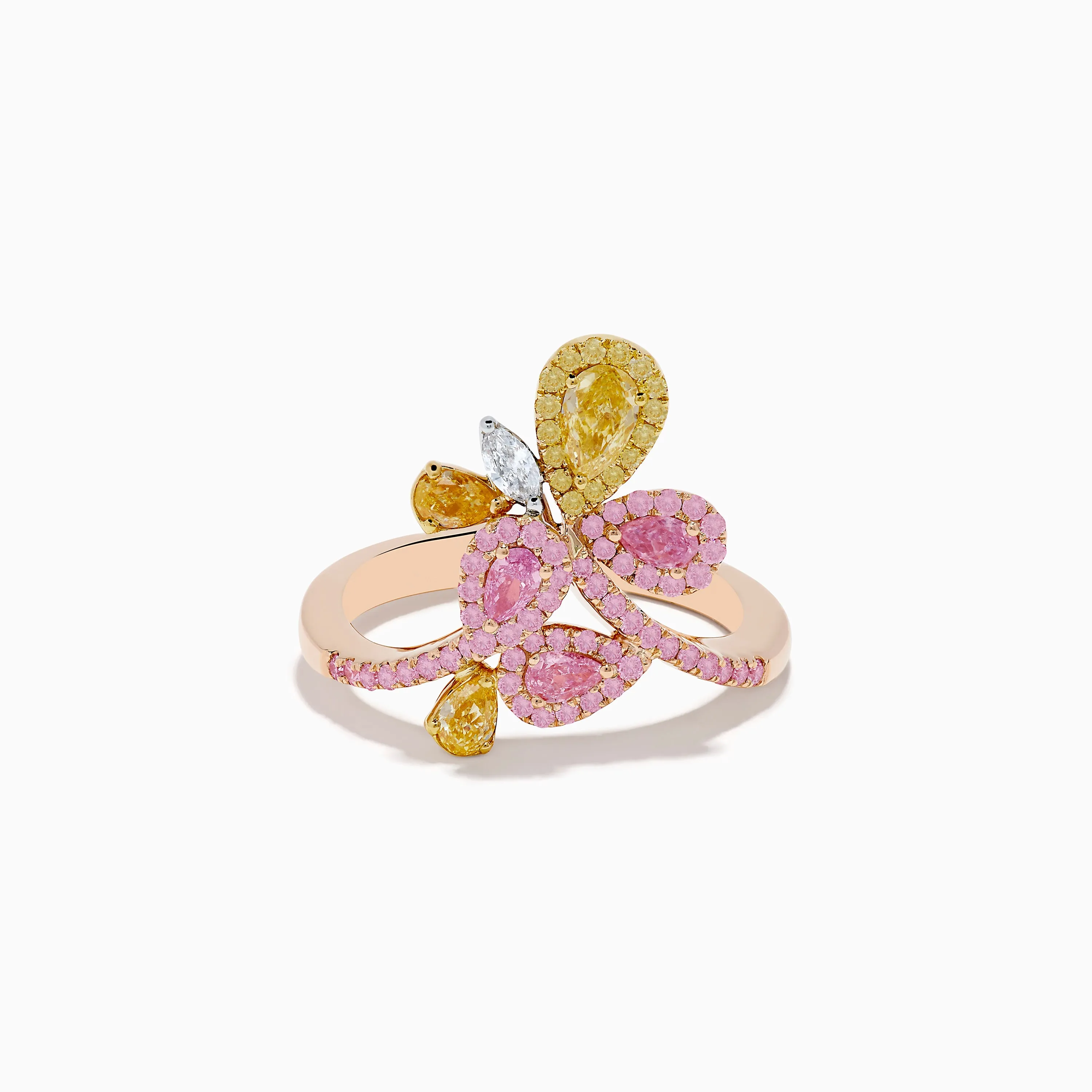 Trio 18K Three Tone Gold Multi Color Diamond Bouquet Ring sold by Effy