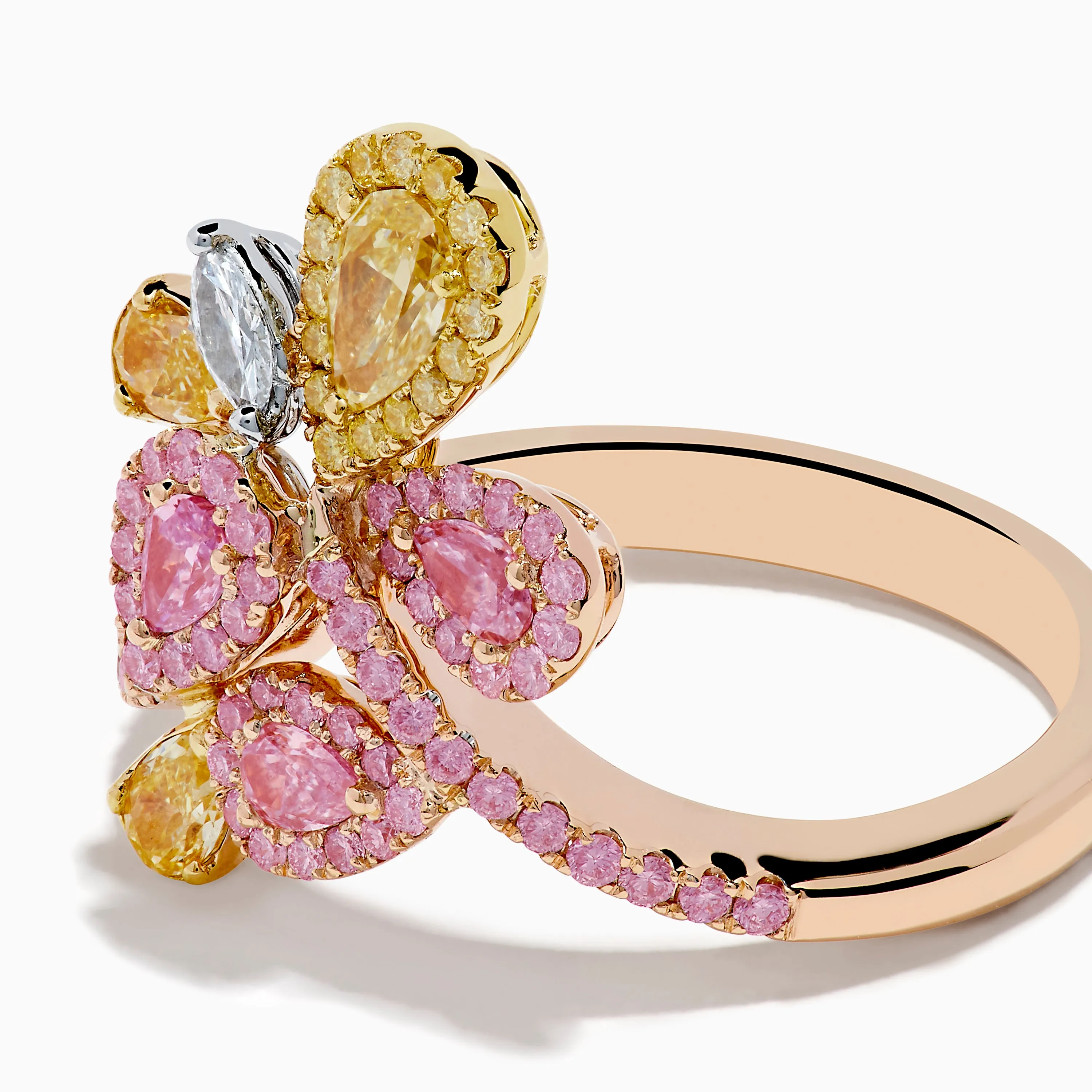 Trio 18K Three Tone Gold Multi Color Diamond Bouquet Ring sold by Effy product image thumbnail 2