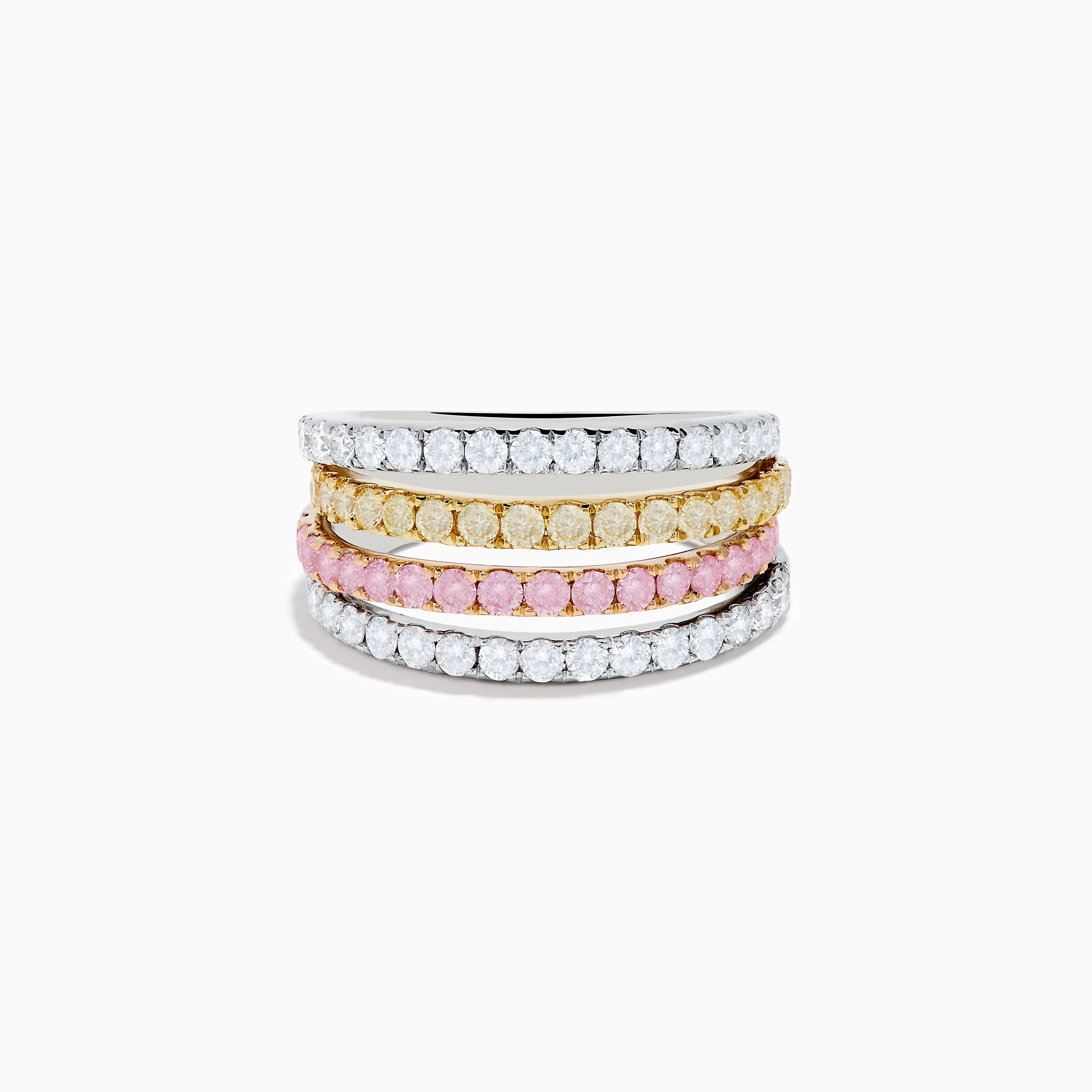 18K Three Tone Gold Multi Color Diamond Band Ring sold by Effy