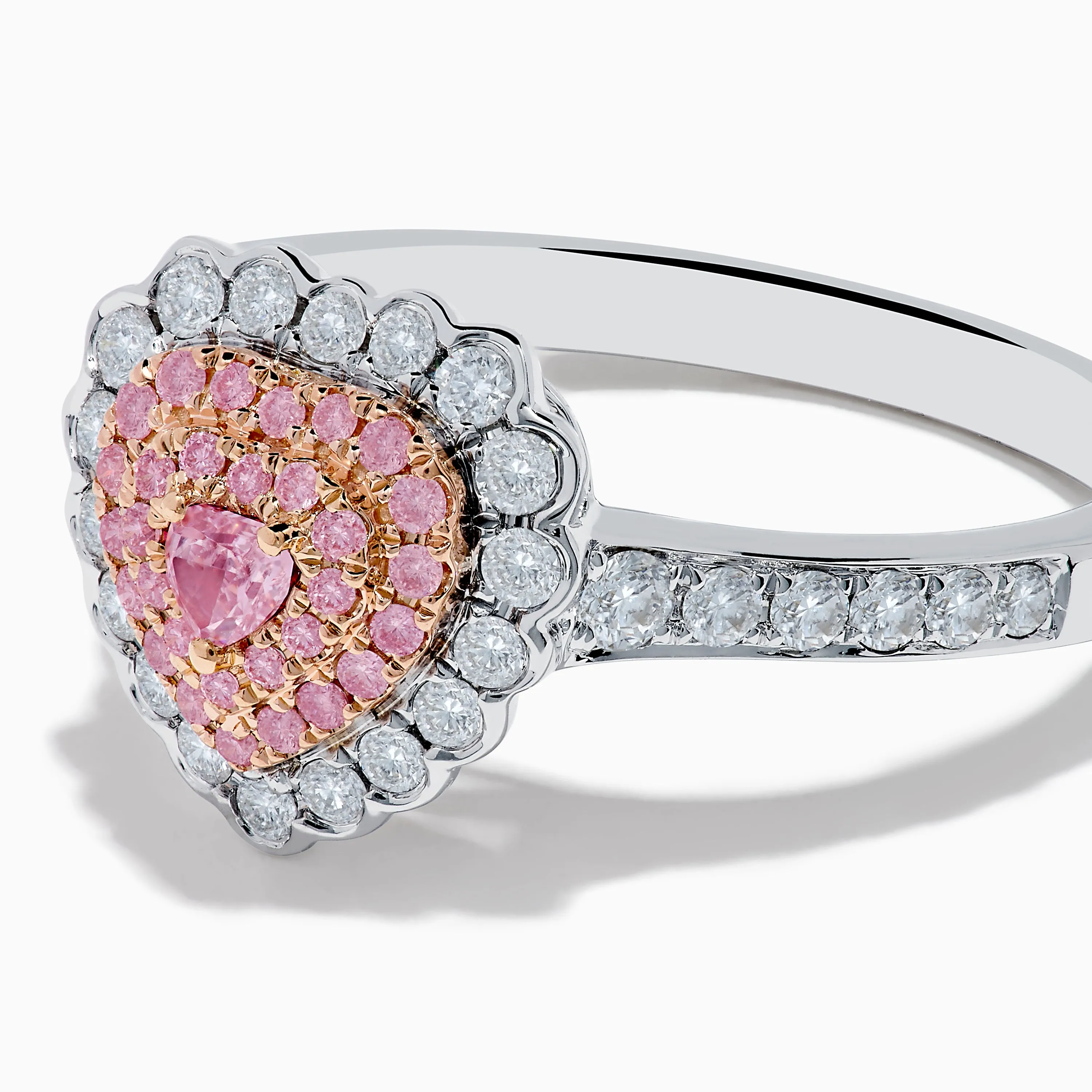 18K Two Tone Gold White and Pink Diamond Heart Ring sold by Effy product image thumbnail 2