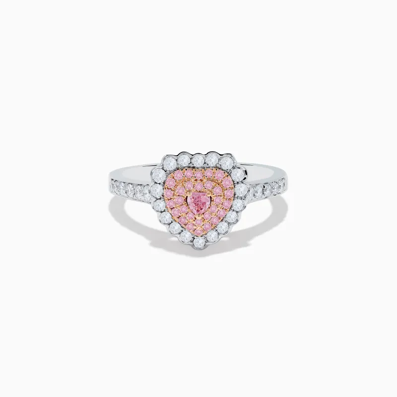 18K Two Tone Gold White and Pink Diamond Heart Ring sold by Effy