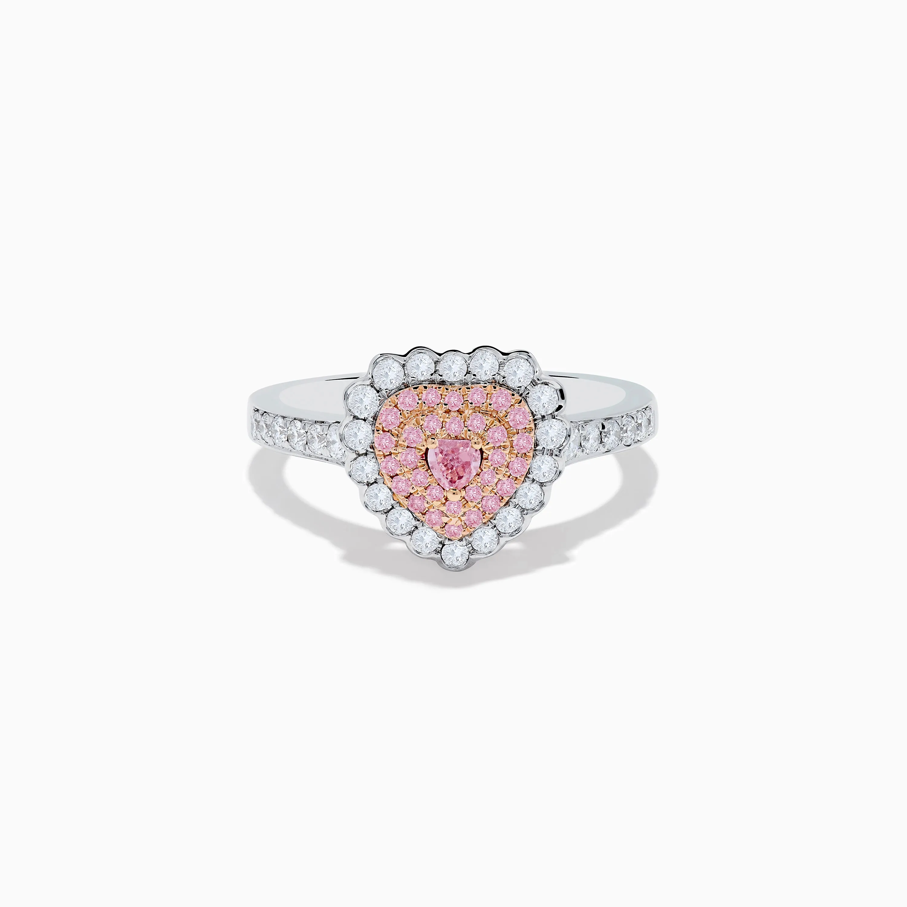 18K Two Tone Gold White and Pink Diamond Heart Ring sold by Effy