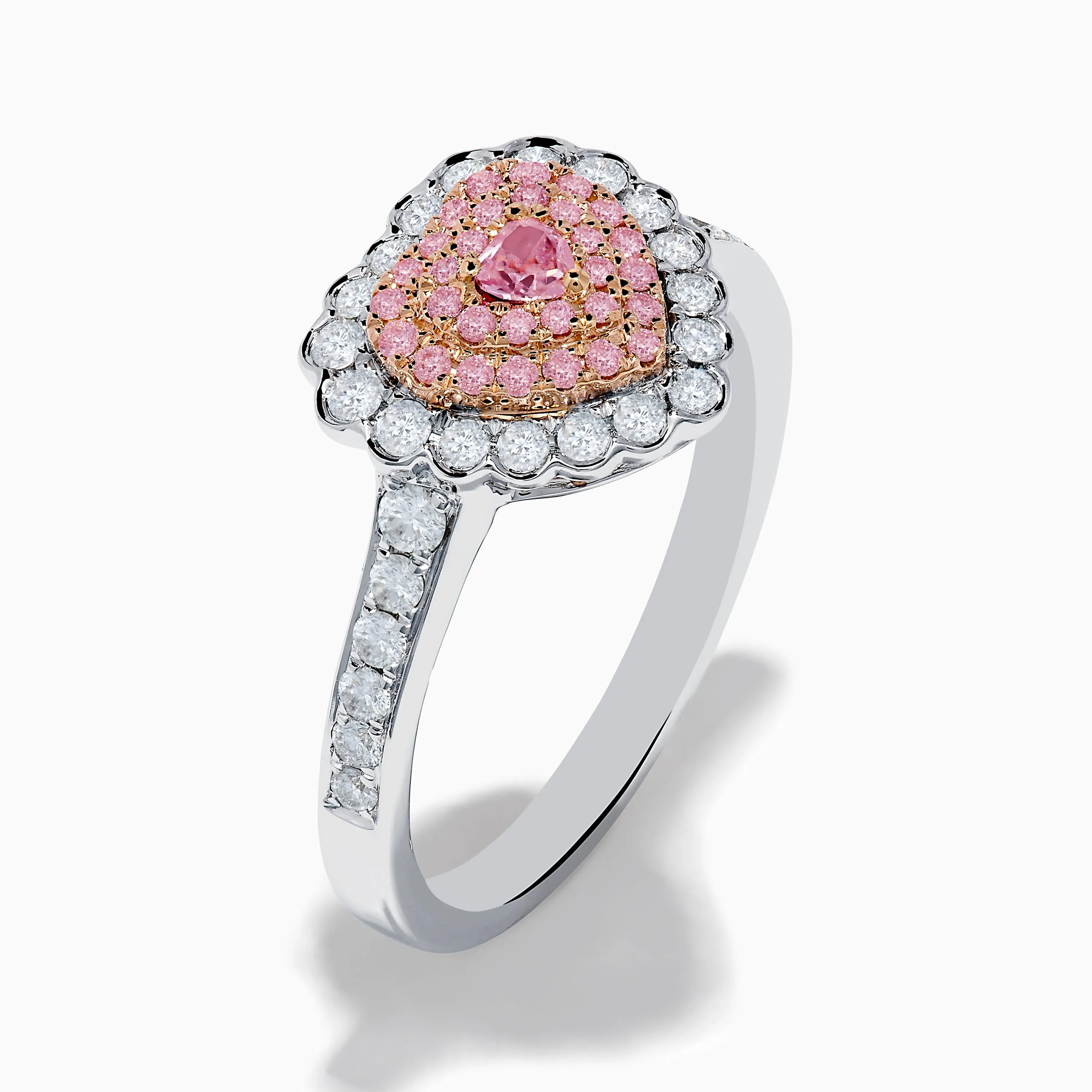 18K Two Tone Gold White and Pink Diamond Heart Ring sold by Effy product image thumbnail 4