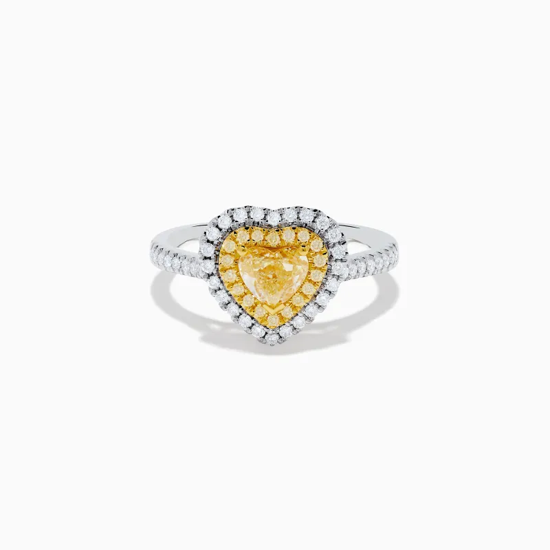 Canare 18K Two Tone Gold White & Yellow Diamond Heart Ring sold by Effy