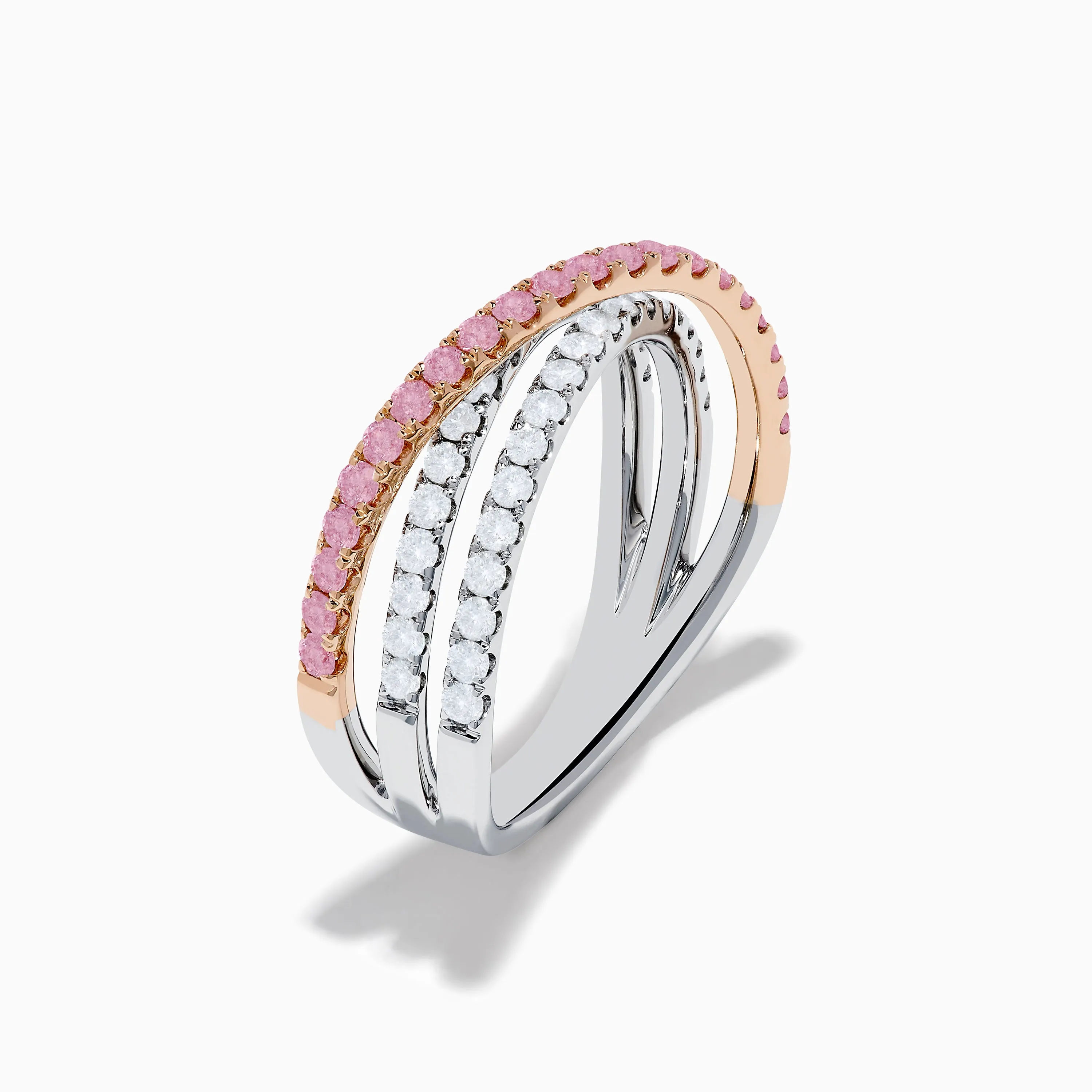 14K Two Tone Gold White and Pink Diamond Crossover Ring sold by Effy product image thumbnail 4