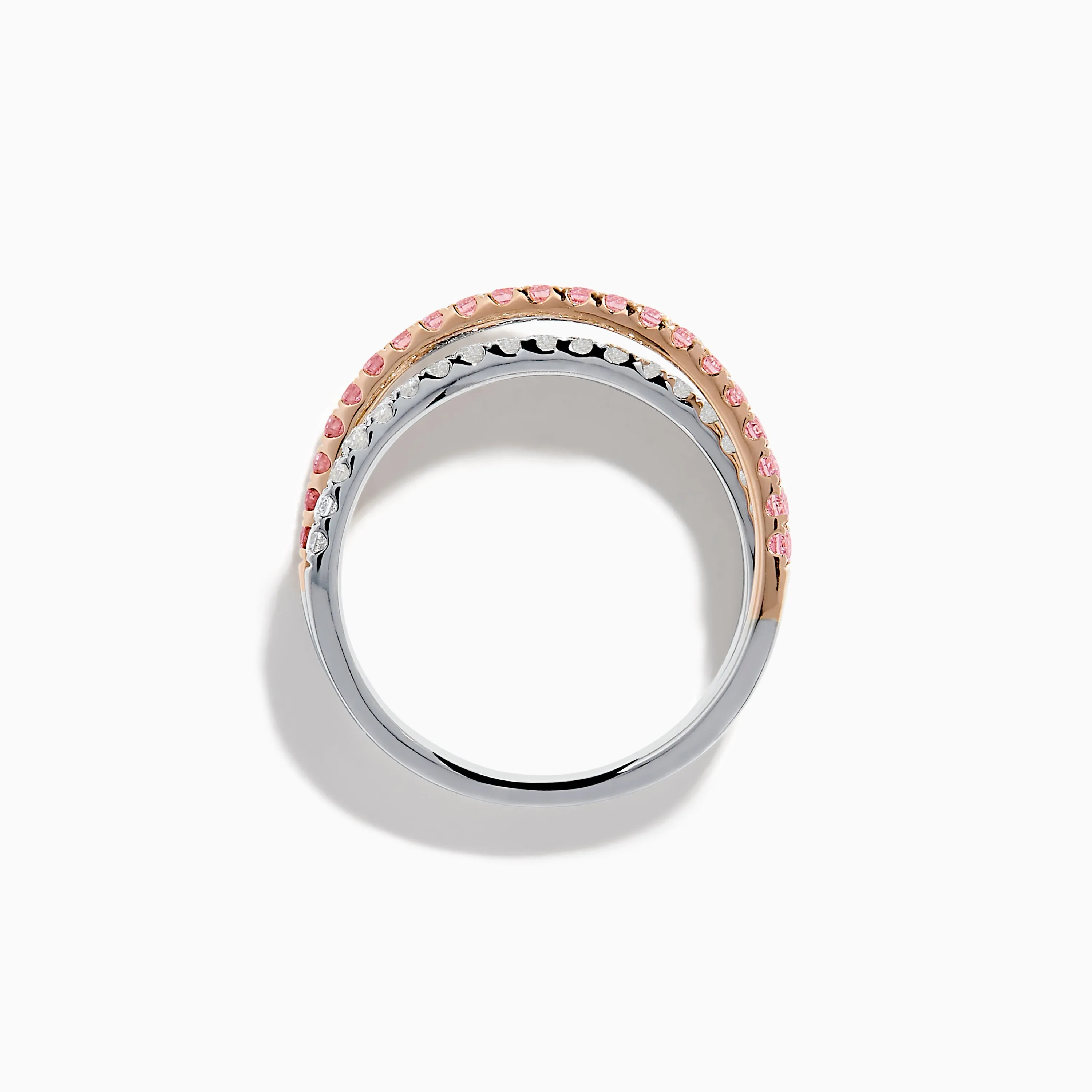 14K Two Tone Gold White and Pink Diamond Crossover Ring sold by Effy product image thumbnail 3