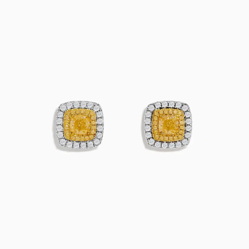 Canare 18K Two Tone Gold White and Yellow Diamond Earrings sold by Effy