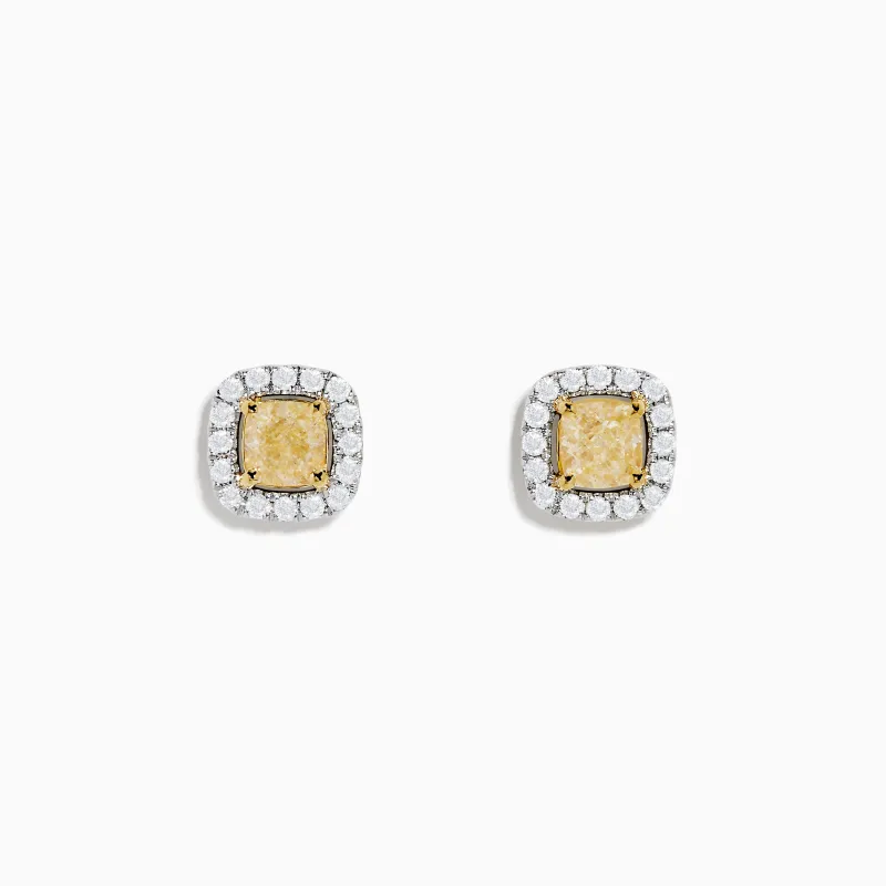 Canare 18K Two Tone Gold White and Yellow Diamond Earrings sold by Effy