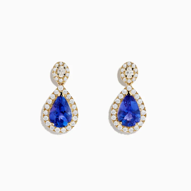 Nahla 14K Yellow Gold Tanzanite and Diamond Drop Earrings sold by Effy