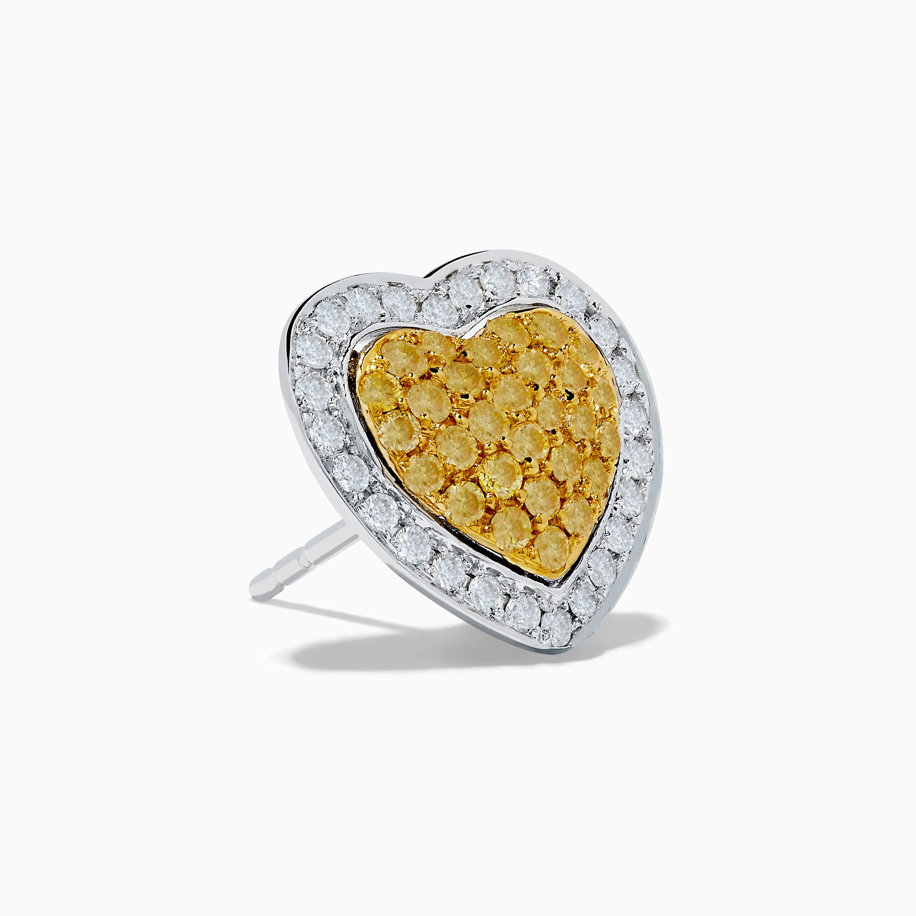 Canare 18K Two Tone Gold White and Yellow Diamond Heart Earrings sold by Effy product image thumbnail 3