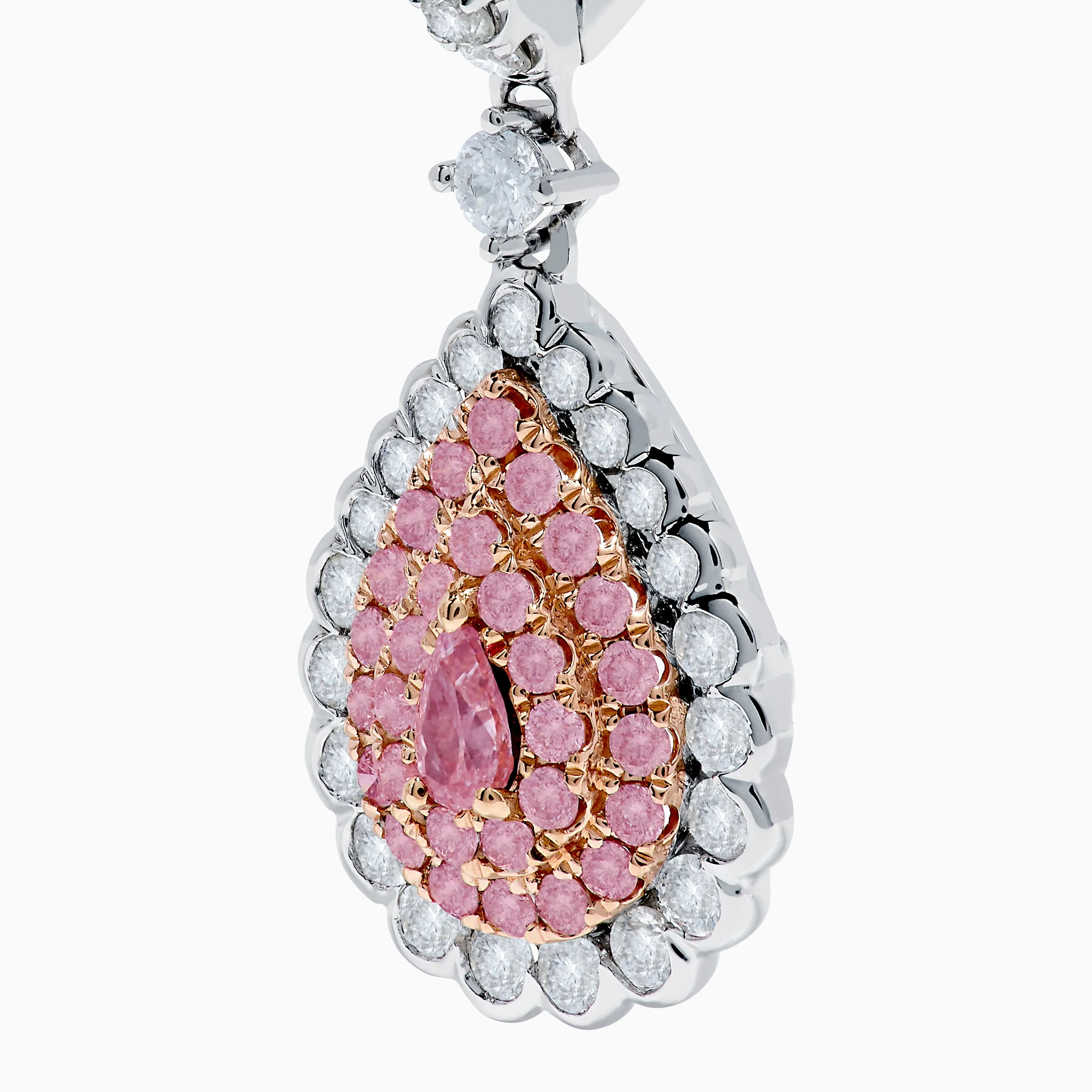 18K Two Tone White and Pink Diamond Drop Earrings sold by Effy product image thumbnail 2