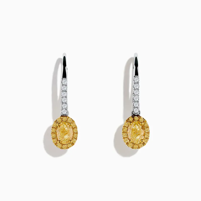 Canare 18K Two Tone Gold White and Yellow Diamond Drop Earrings sold by Effy