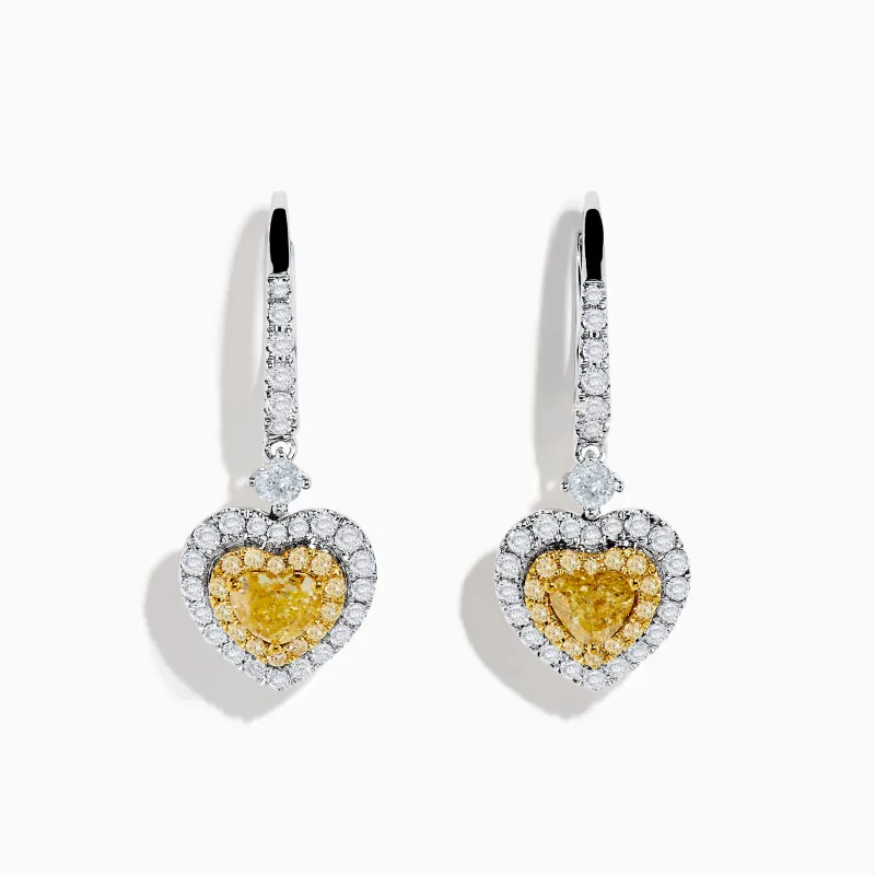 Canare 18K Two Tone Gold White & Yellow Diamond Heart Earrings sold by Effy