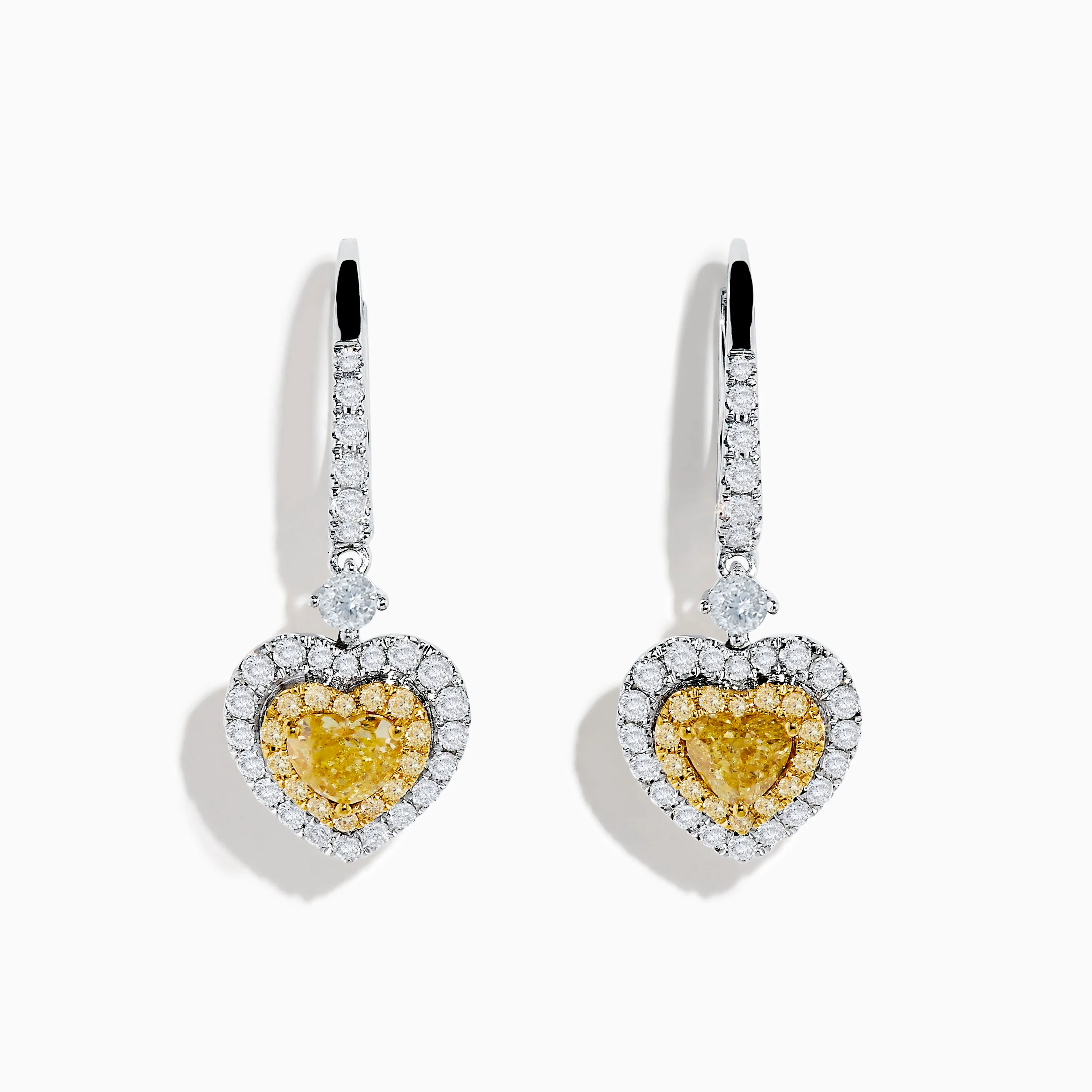 Canare 18K Two Tone Gold White & Yellow Diamond Heart Earrings sold by Effy