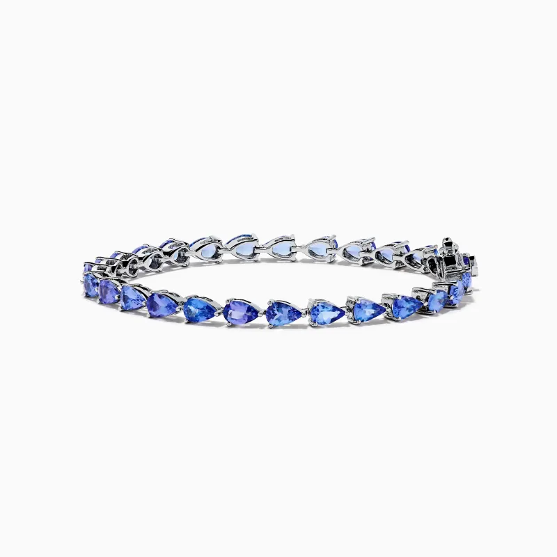 Nahla 925 Sterling Silver Pear Tanzanite Tennis Bracelet sold by Effy