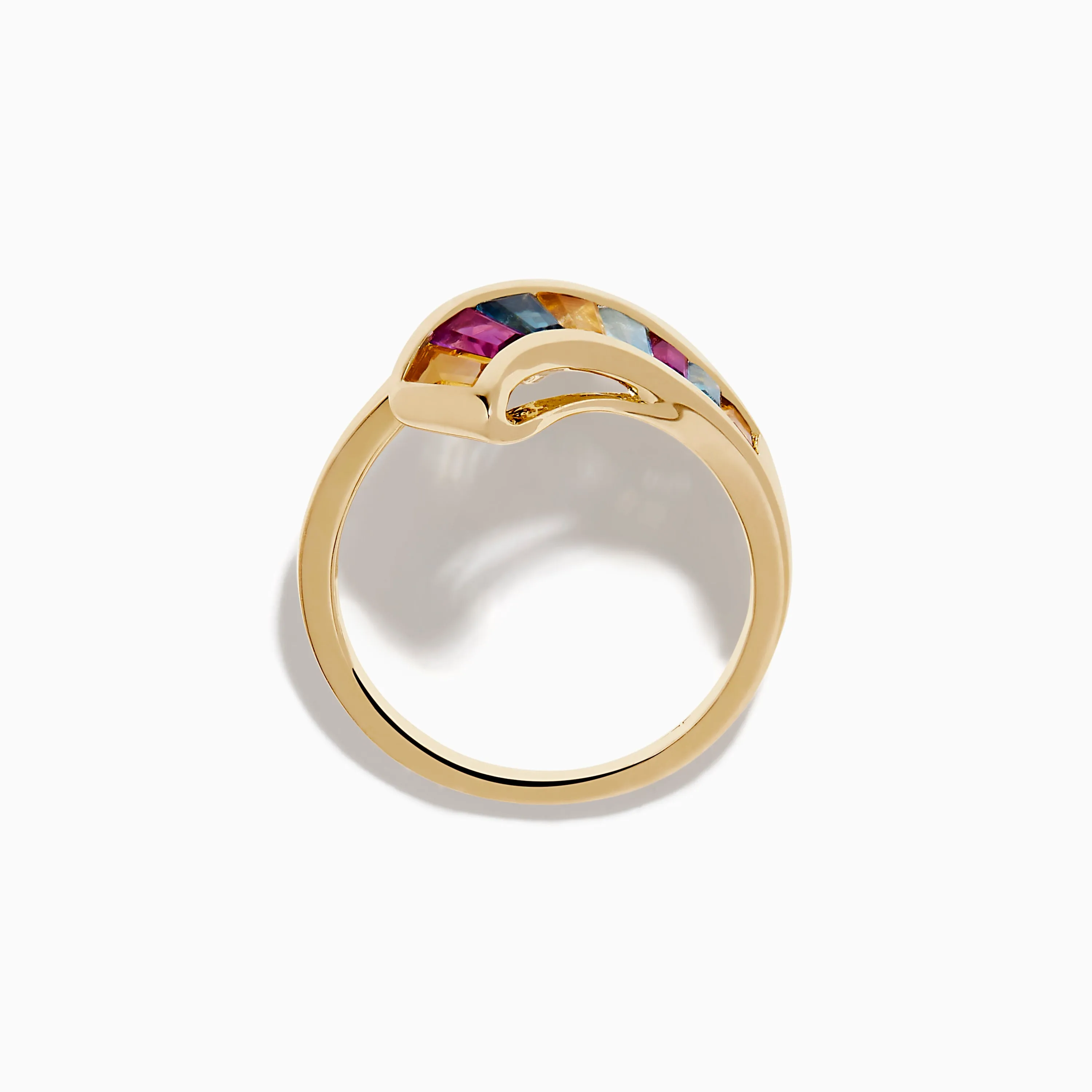 Mosaic 14K Yellow Gold Multi Color Gemstone and Diamond Bypass Ring sold by Effy product image thumbnail 3