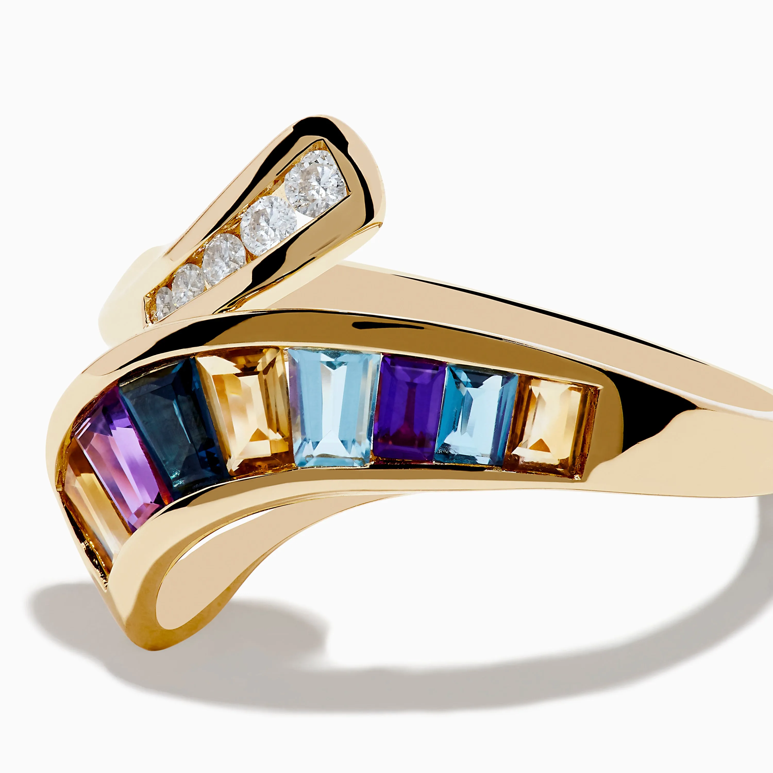 Mosaic 14K Yellow Gold Multi Color Gemstone and Diamond Bypass Ring sold by Effy product image thumbnail 2