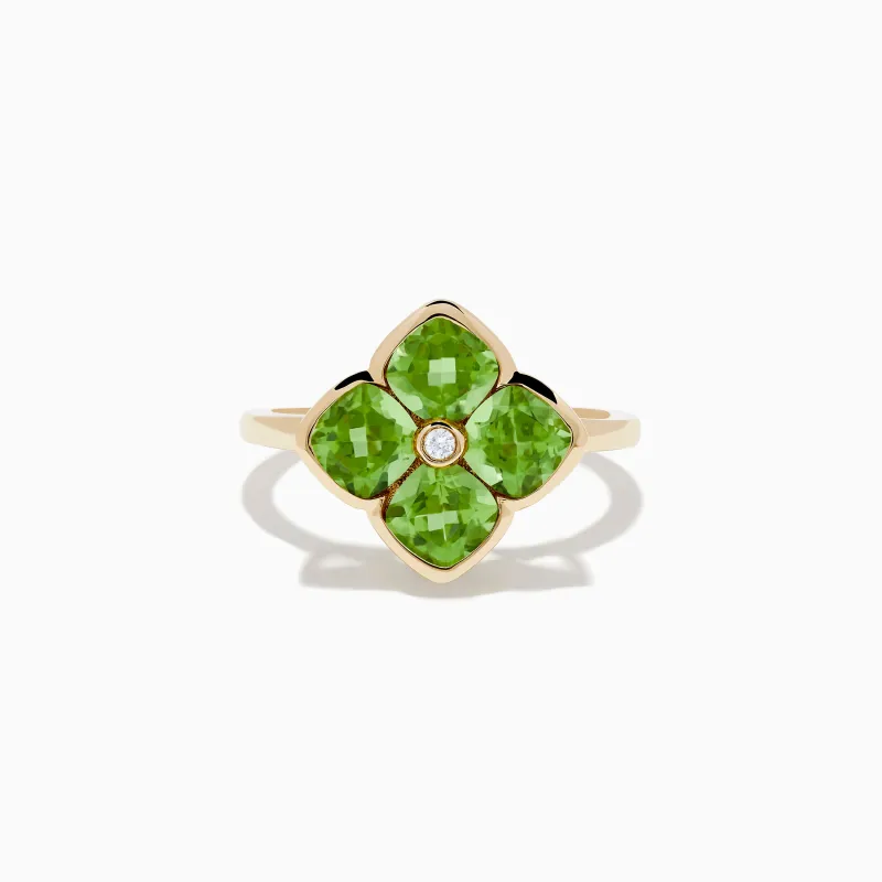 14K Yellow Gold Peridot and Diamond Ring sold by Effy