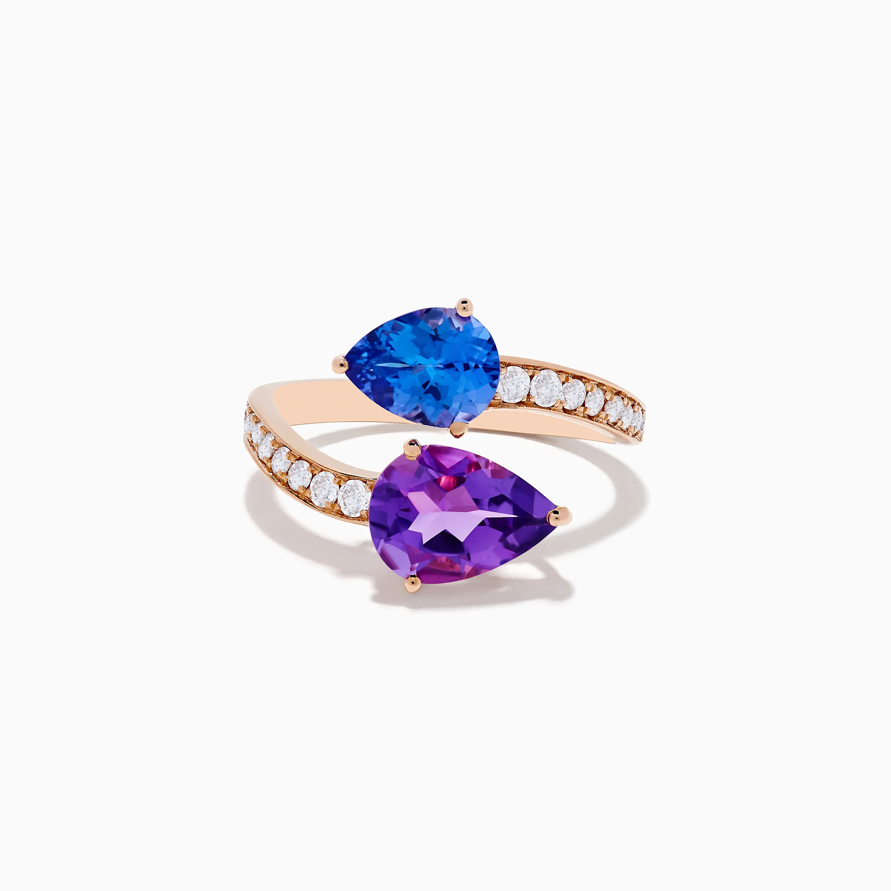 14K Rose Gold Amethyst, Tanzanite and Diamond Ring sold by Effy