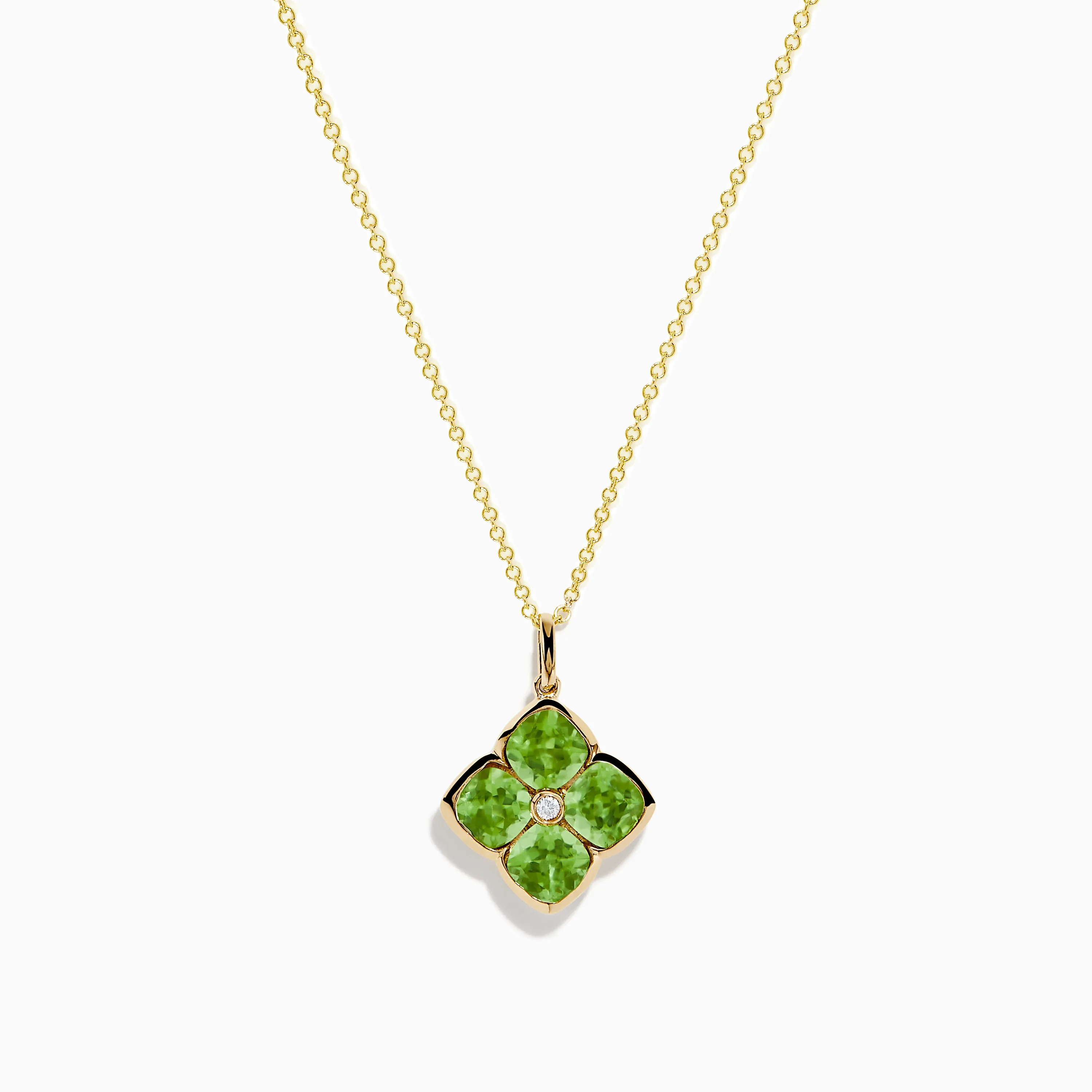 14K Yellow Gold Peridot and Diamond Pendant sold by Effy