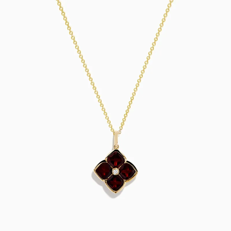 14K Yellow Gold Garnet and Diamond Pendant sold by Effy