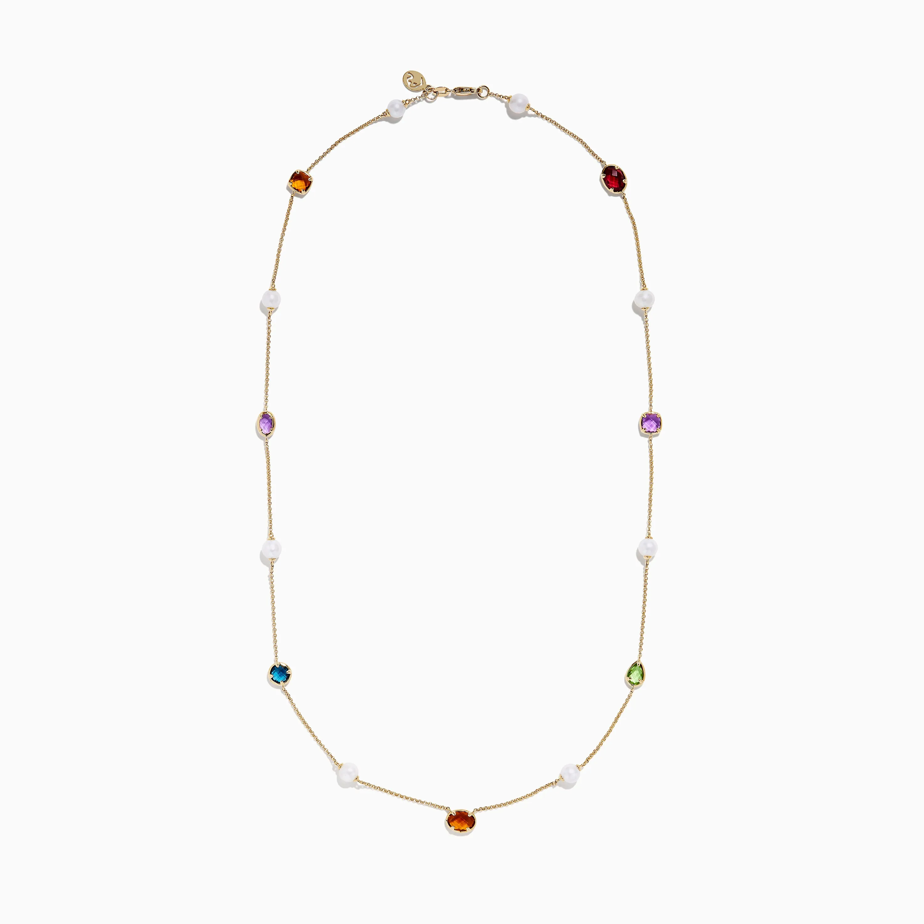 Mosaic 14K Yellow Multi Color Gemstone and Fresh Water Pearl Station Necklace sold by Effy product image thumbnail 3