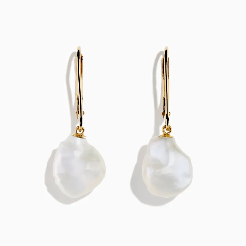 14K Yellow Gold Fresh Water Keshi Pearl Drop Earrings sold by Effy