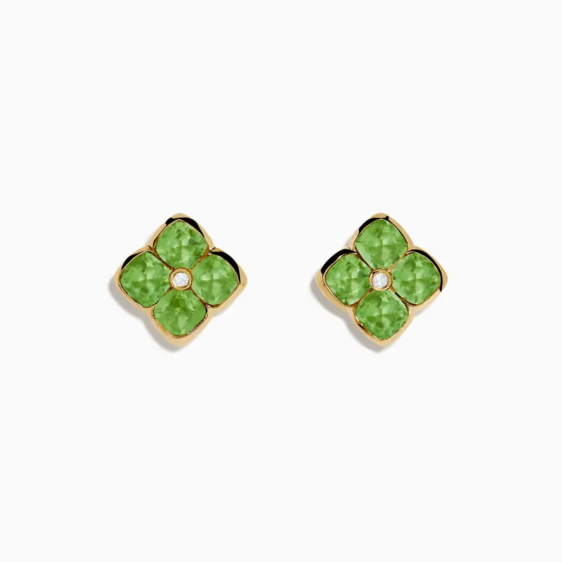 14K Yellow Gold Peridot and Diamond Earrings sold by Effy