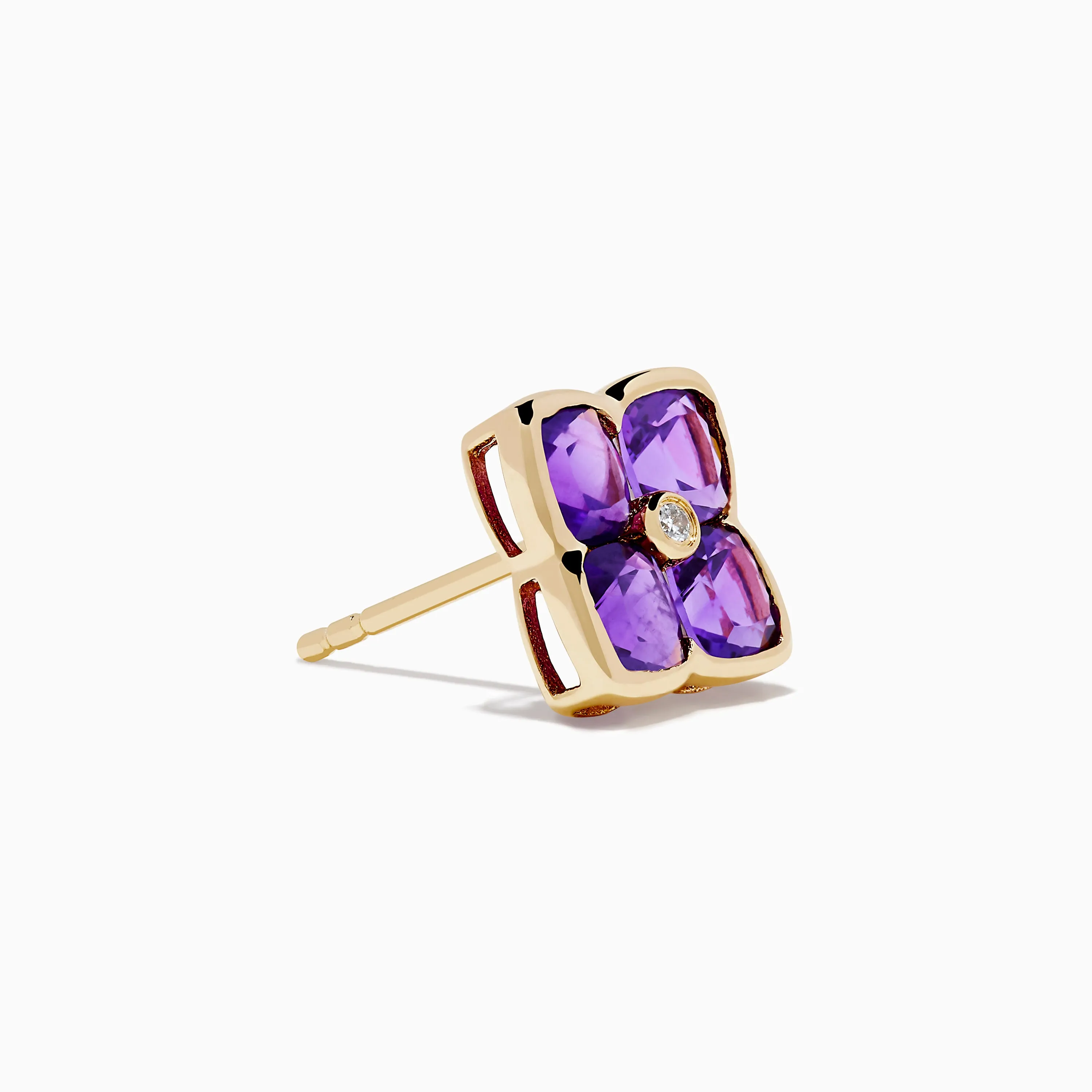 14K Yellow Gold Amethyst and Diamond Earrings sold by Effy product image thumbnail 3