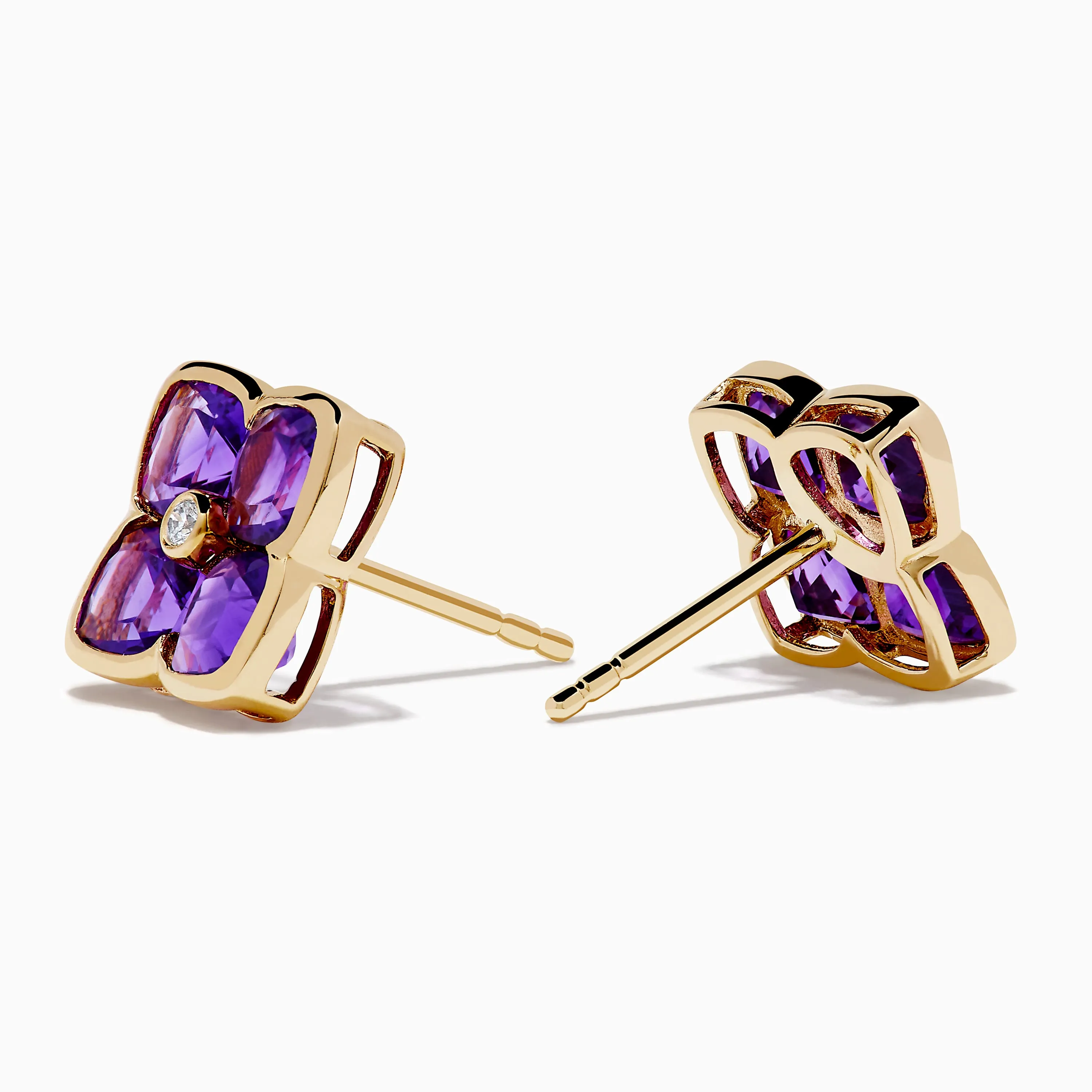 14K Yellow Gold Amethyst and Diamond Earrings sold by Effy product image thumbnail 2