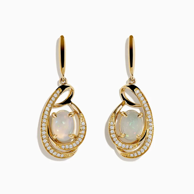 Aurora 14K Yellow Gold Opal and Diamond Earrings sold by Effy