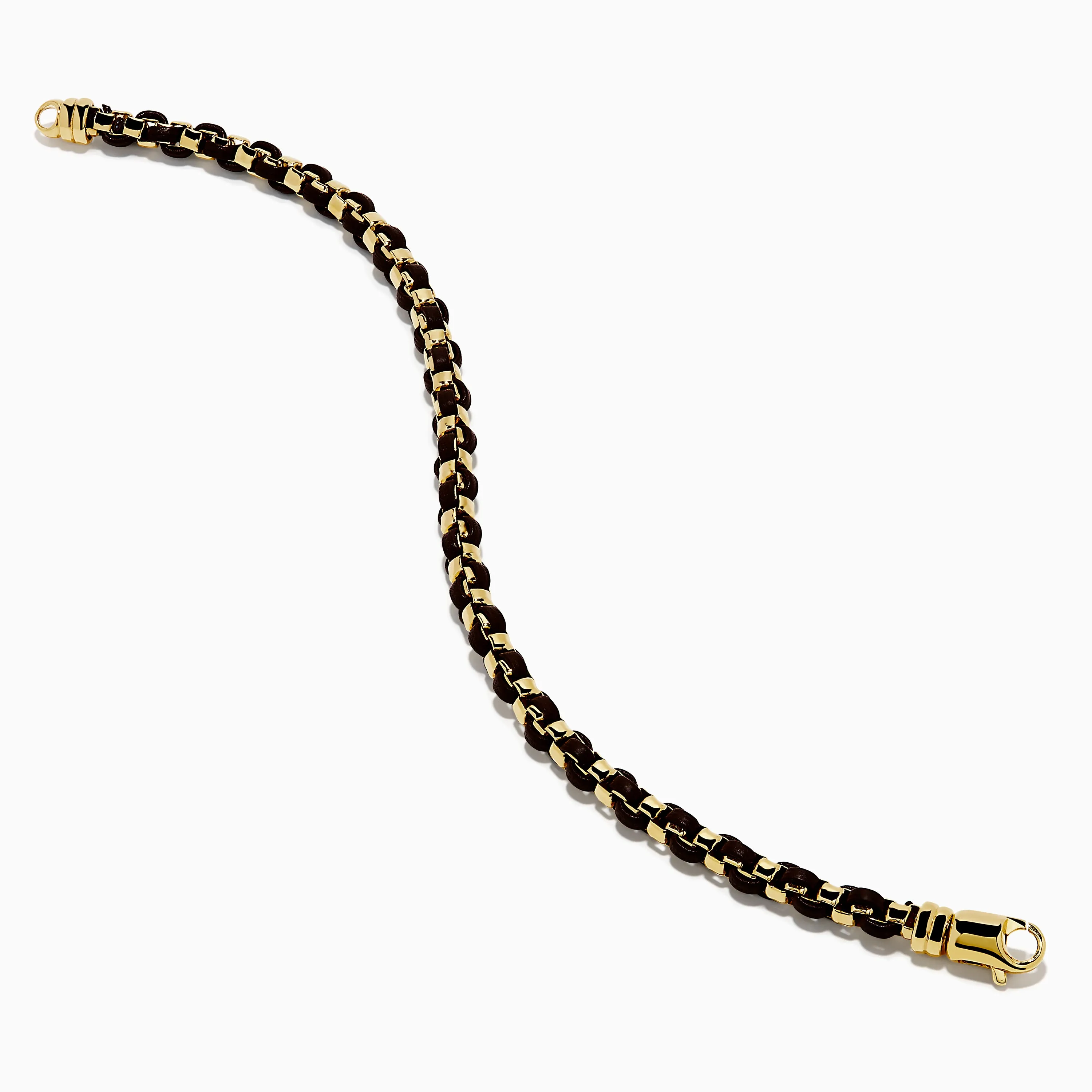 Men's 925 Gold Plated Silver Leather Woven Bracelet sold by Effy product image thumbnail 2