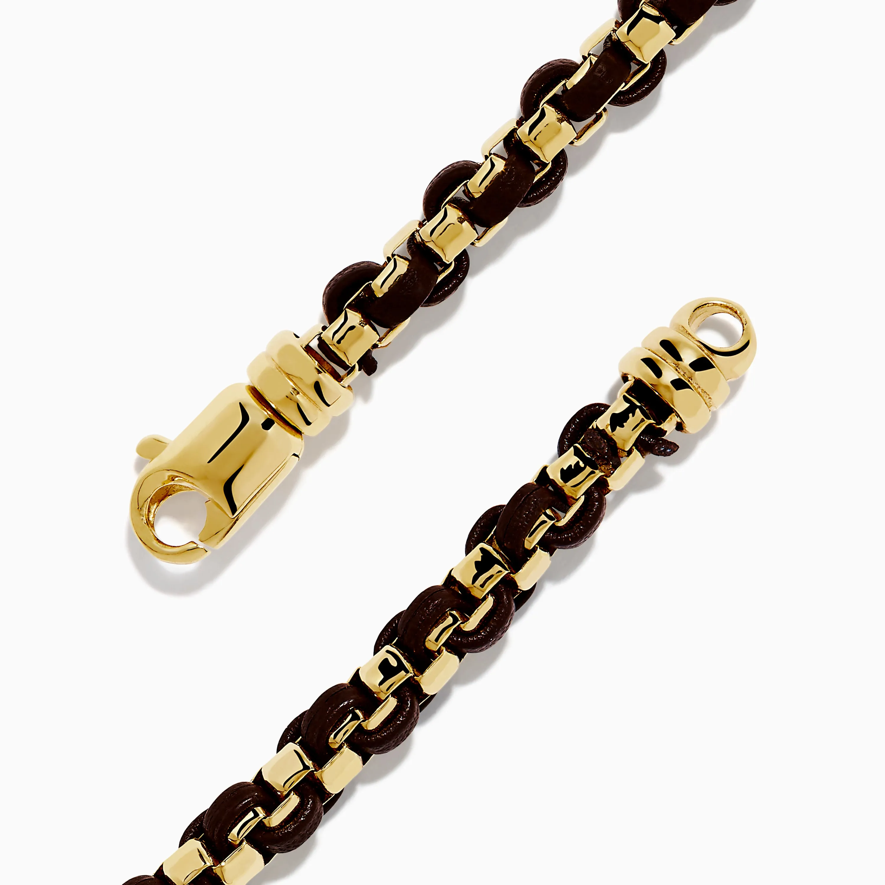 Men's 925 Gold Plated Silver Leather Woven Bracelet sold by Effy product image thumbnail 4